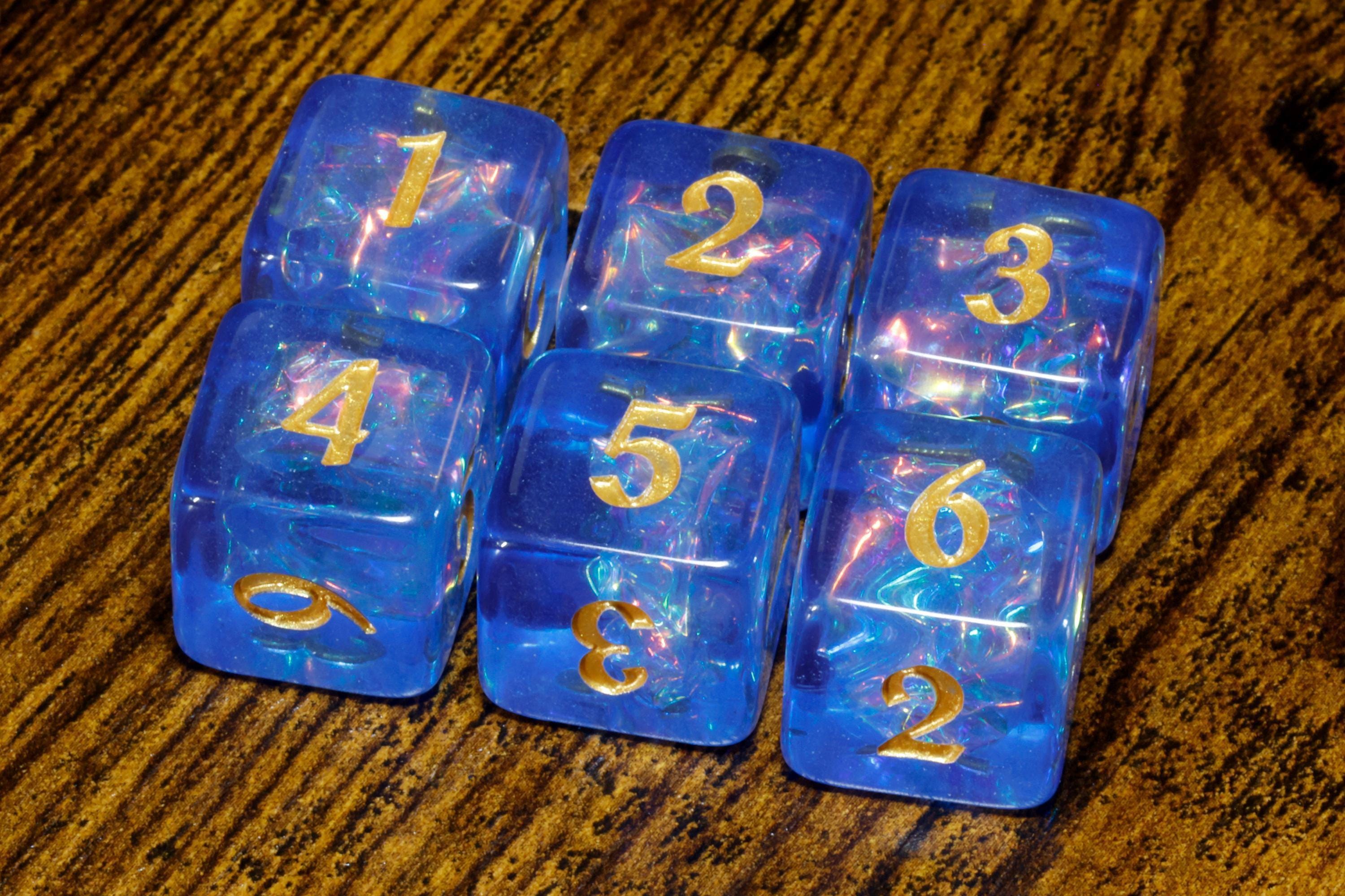 Tempest Opal D6 Dice – Electric Blue Holographic Inclusions & Translucent Glitter