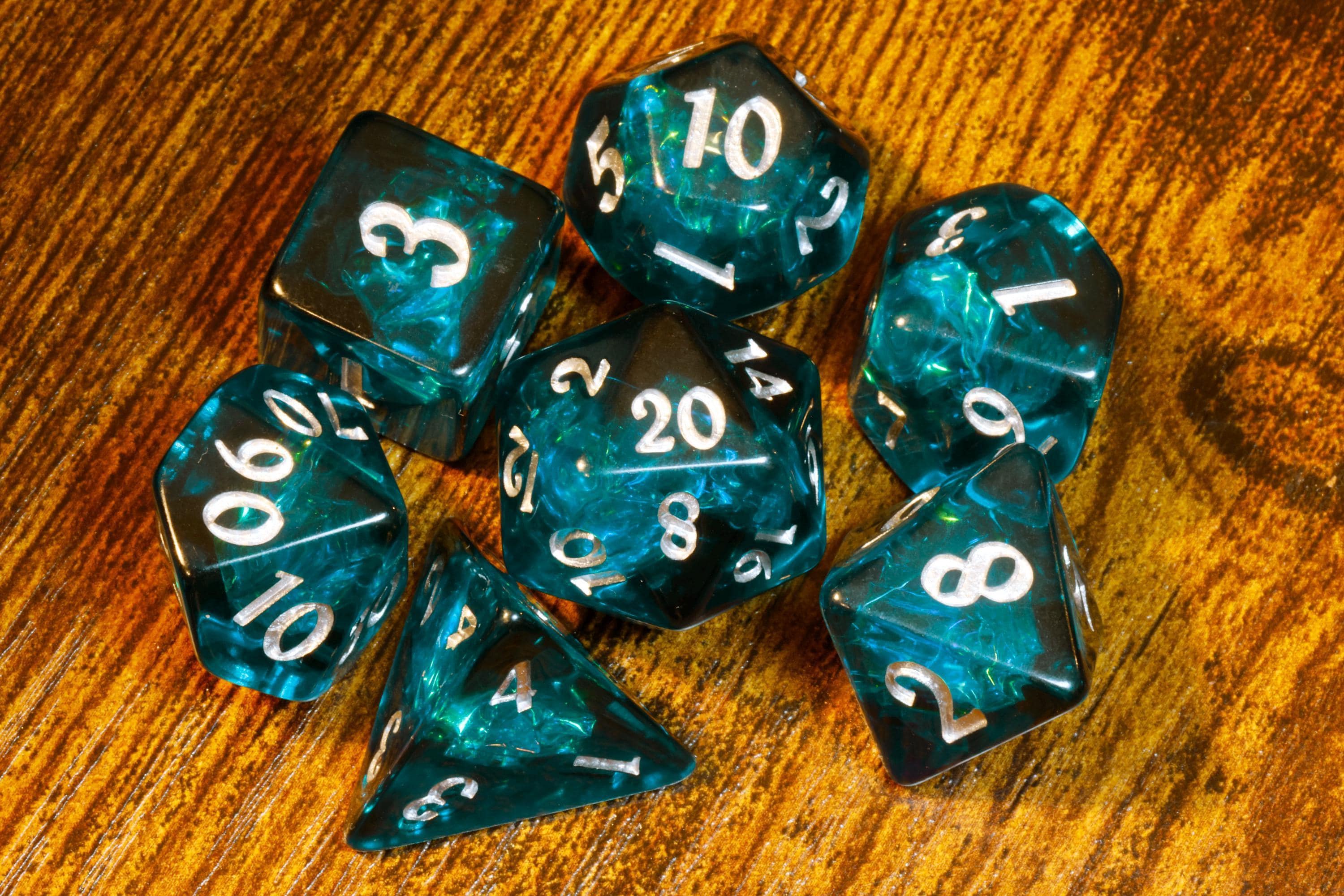 Abyssal Opal Dice Set - Dark Teal Holographic