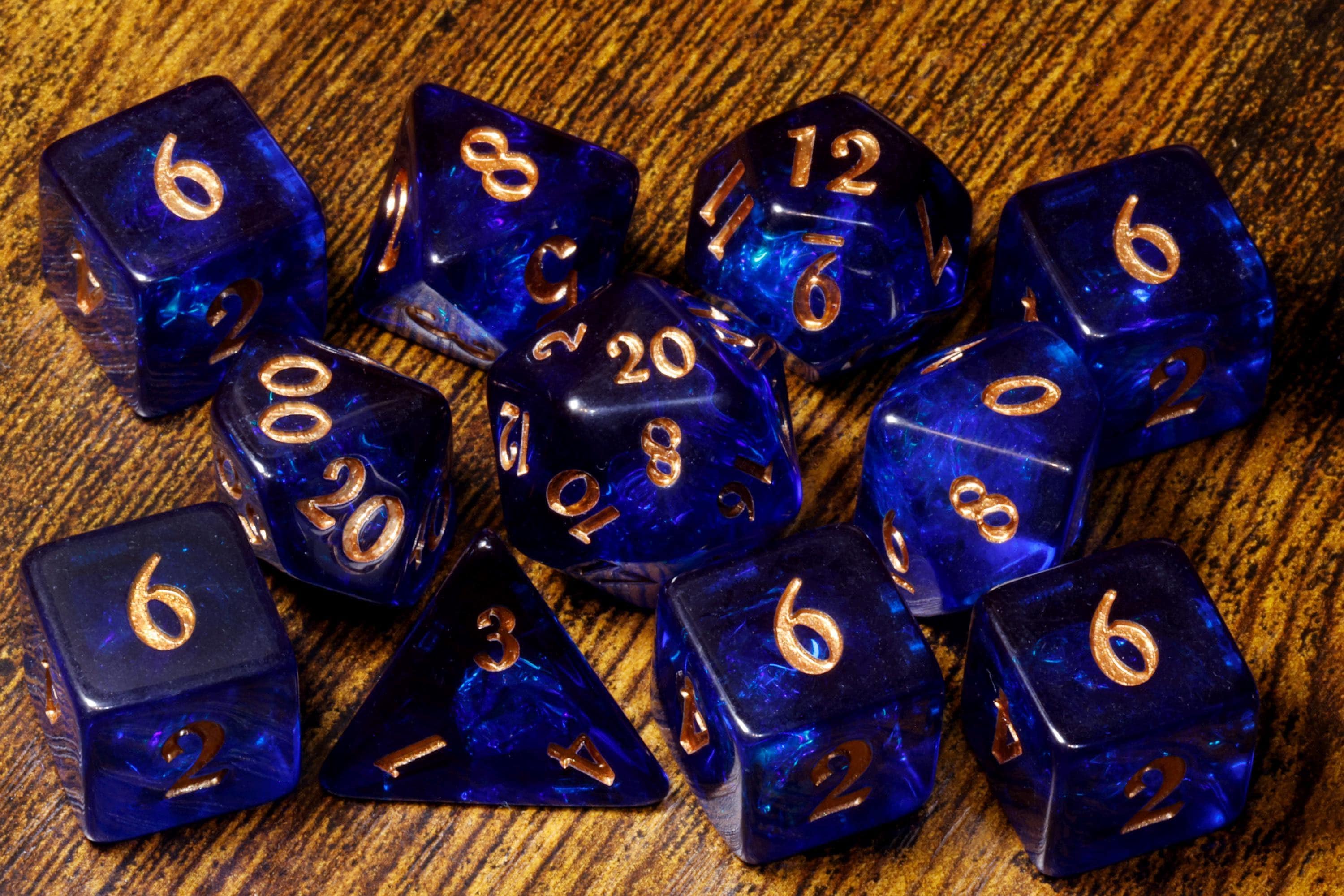 Cobalt Opal Dice Set - Dark Blue Holographic