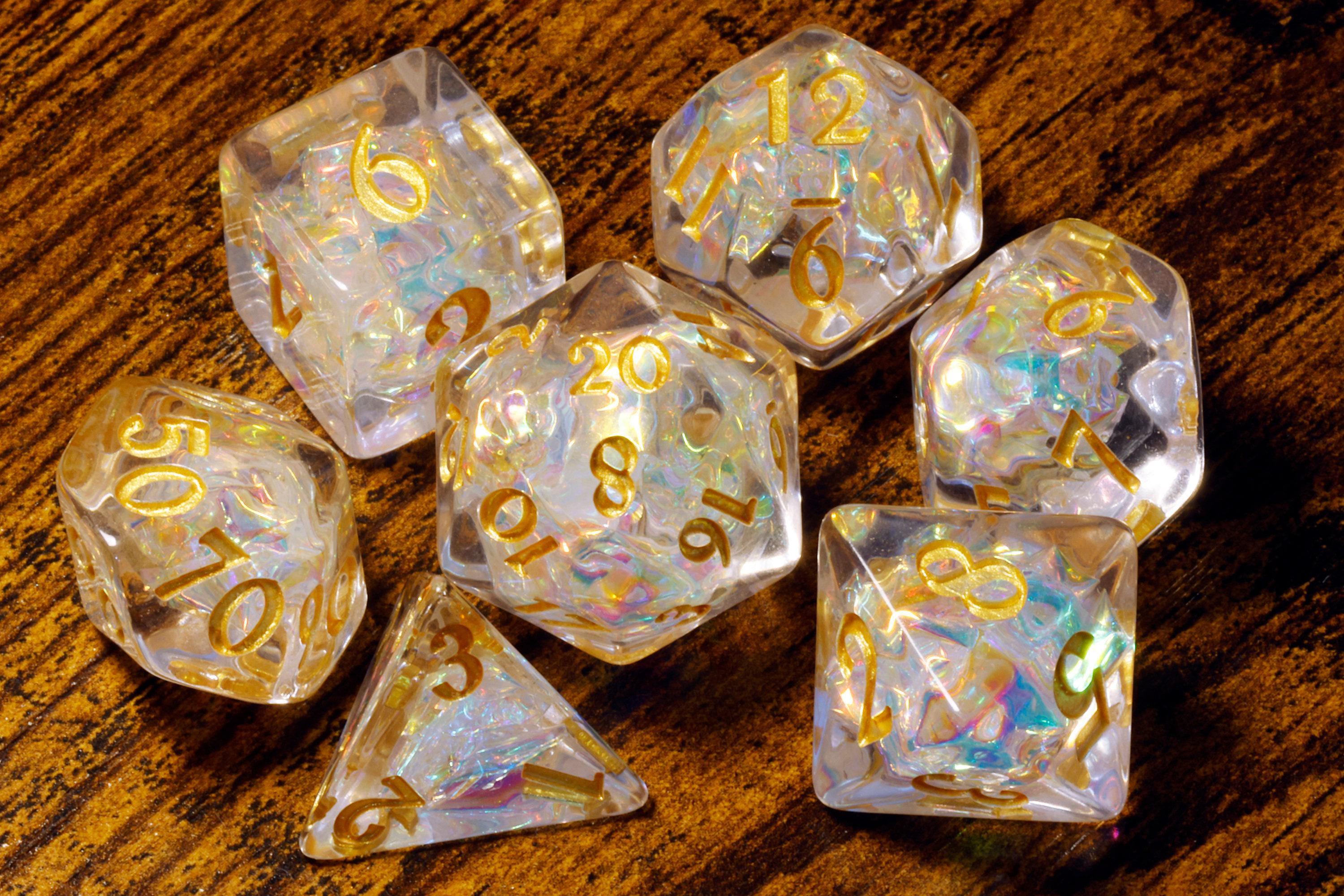 Sacred Opal Dice Set - Clear Holographic