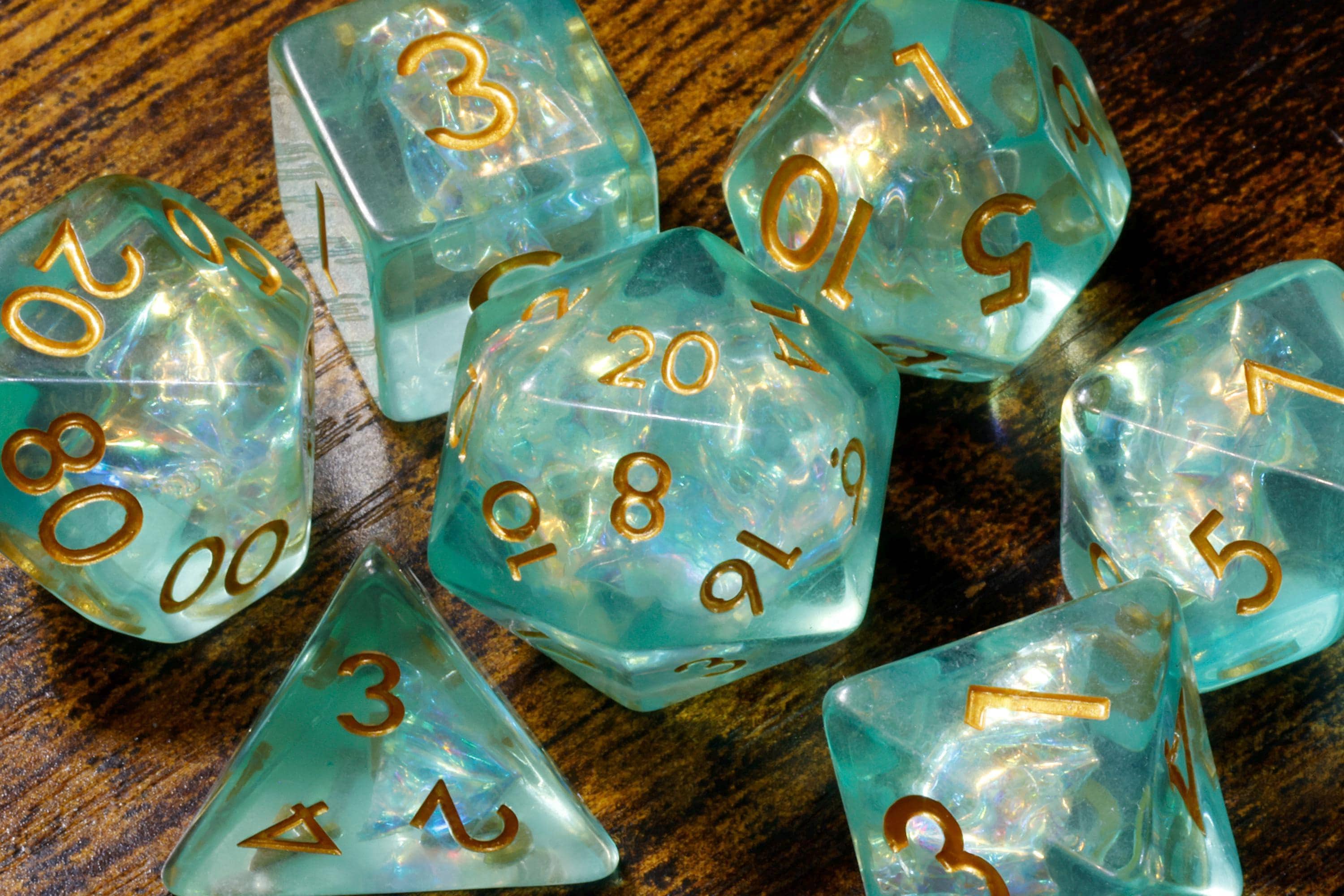Glacier Opal Dice Set - Light Blue Holographic