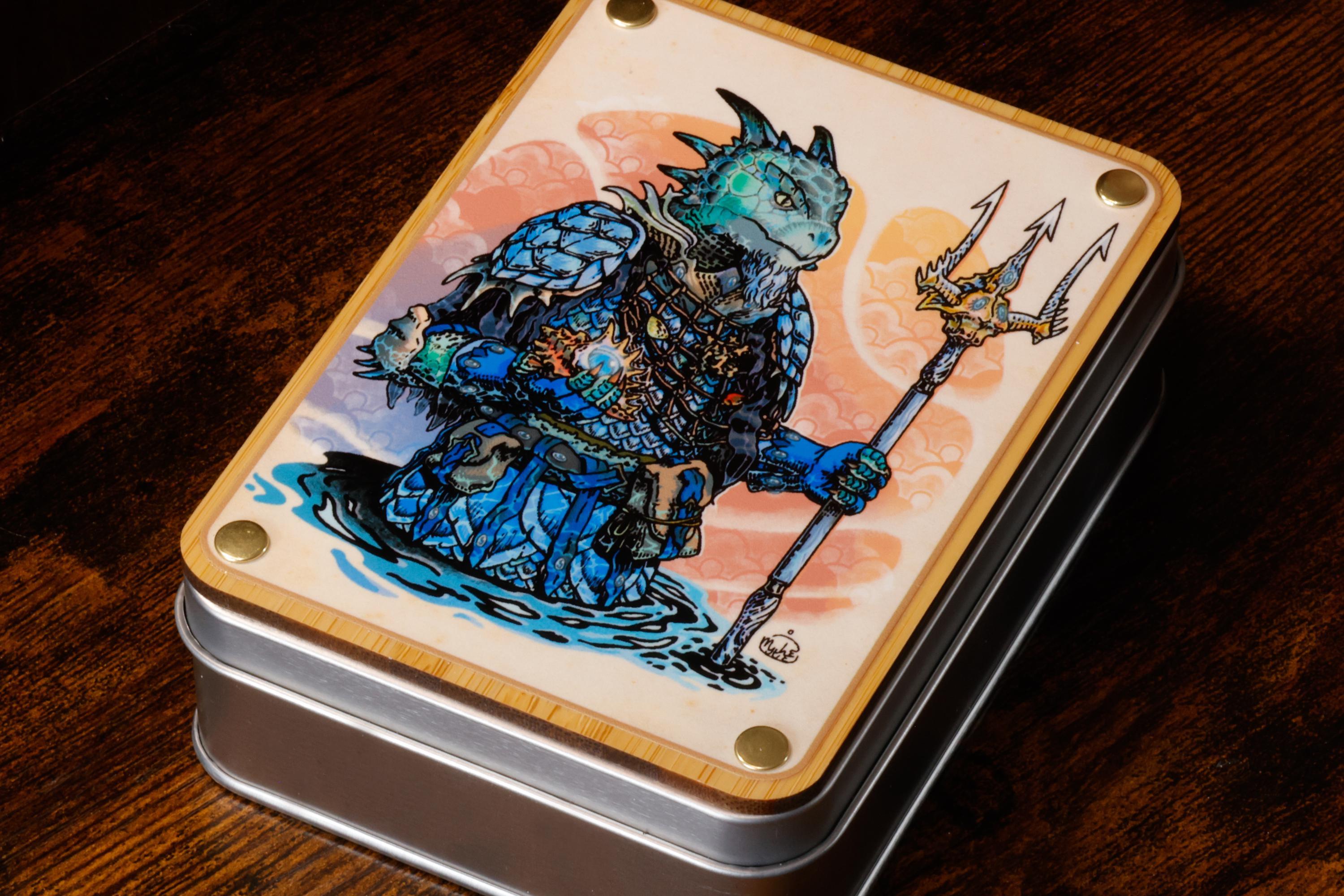 Ocean Opal Turtle Dragonborn Guardian Dice Set and Box