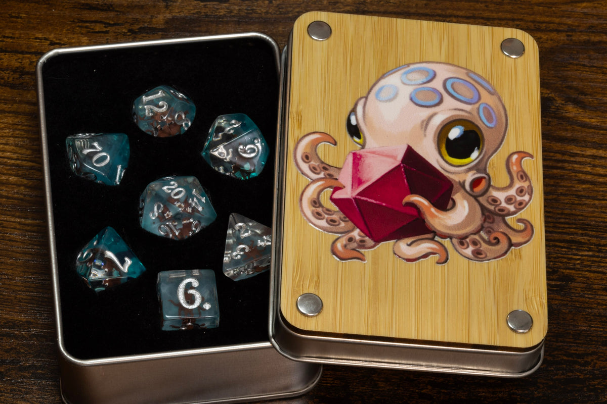Octopus dice box with octopus dice set - The Wizard's Vault