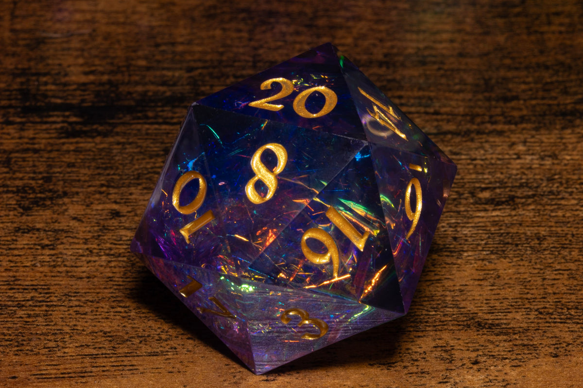 Sacred Amethyst Oversized D20 – Extra Large D20 – Sharp Edge Resin Dice – photo 2