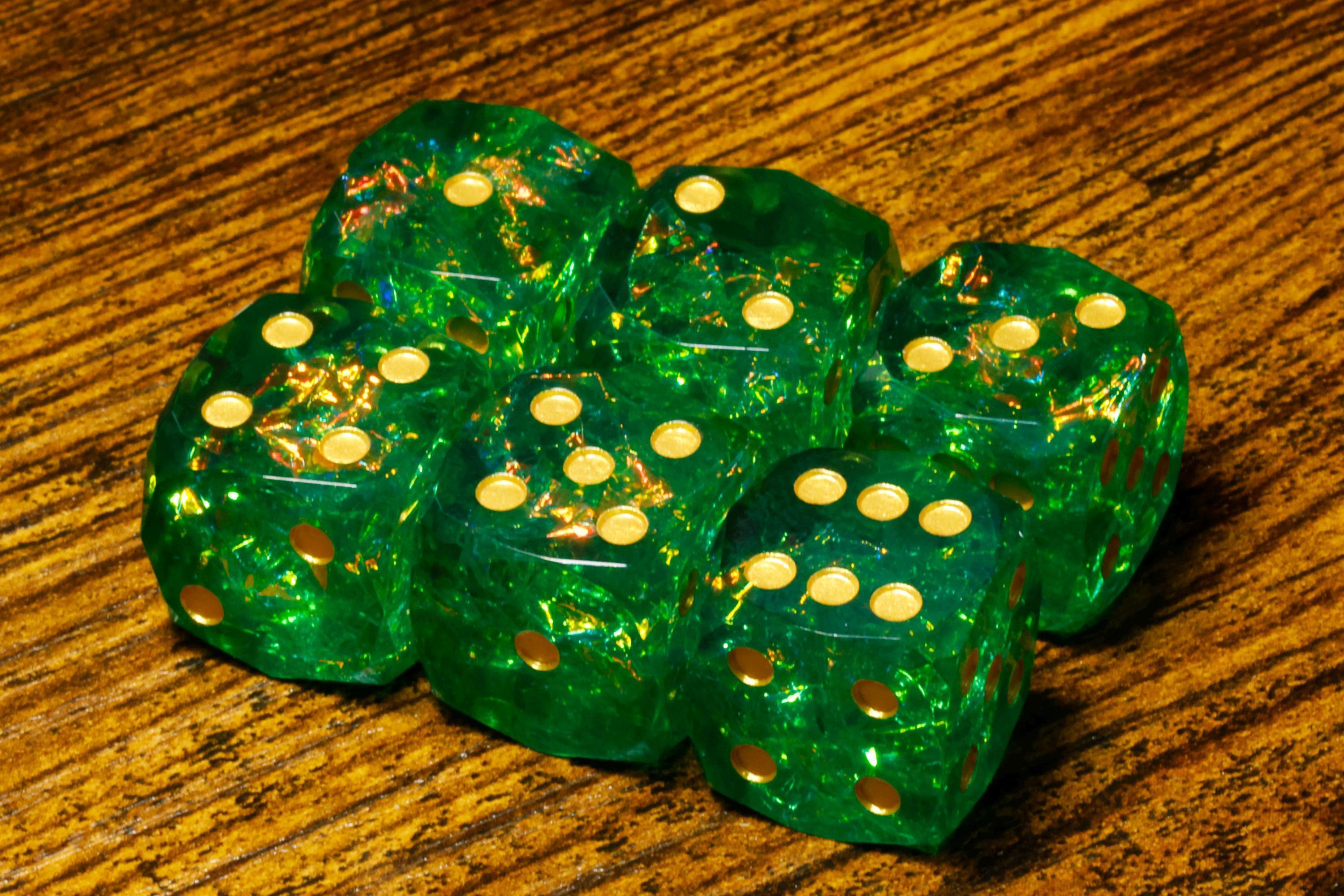 Sacred Emerald green holographic D6 dice
