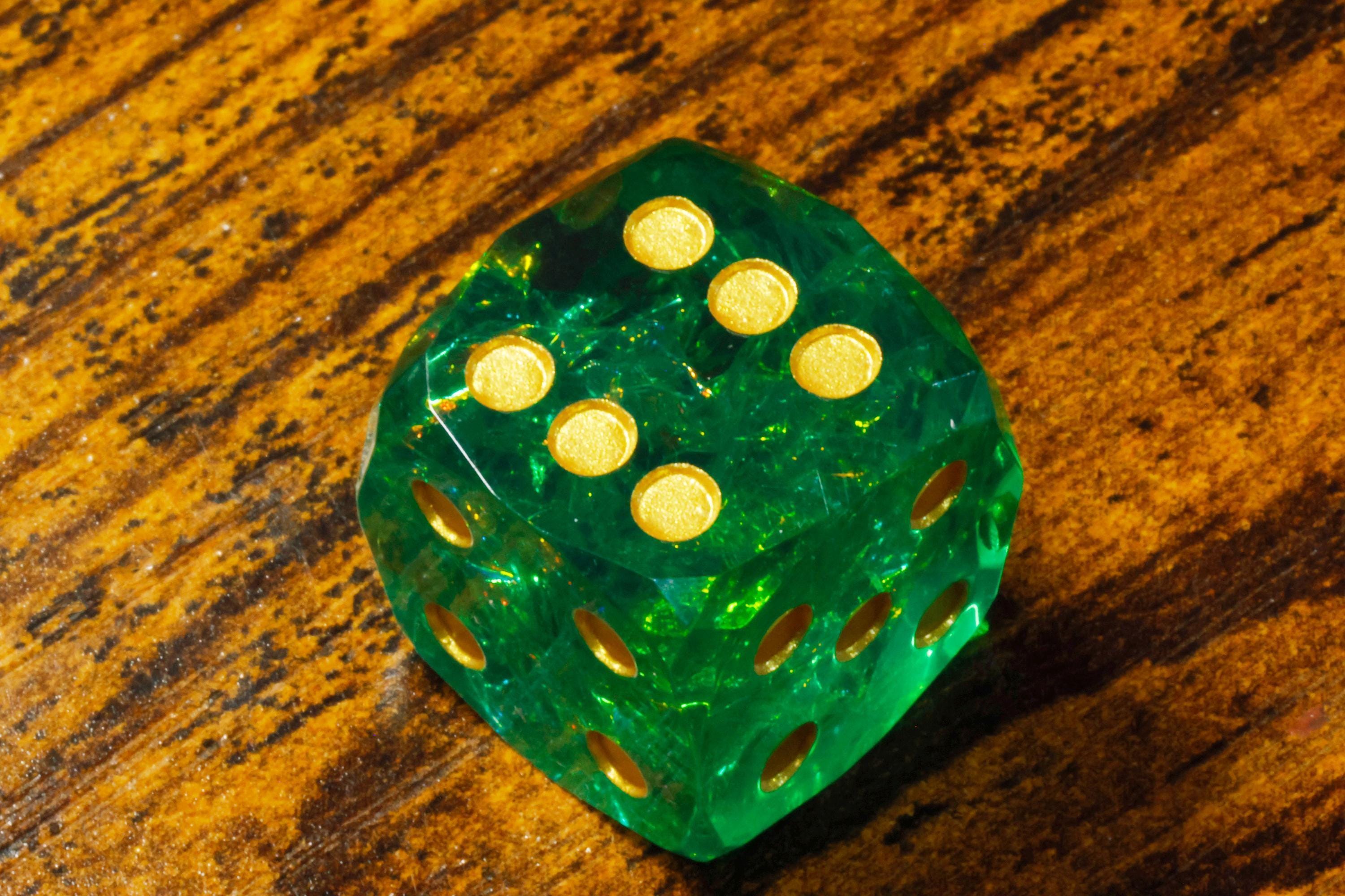 Sacred Emerald multifaceted PIP D6 dice