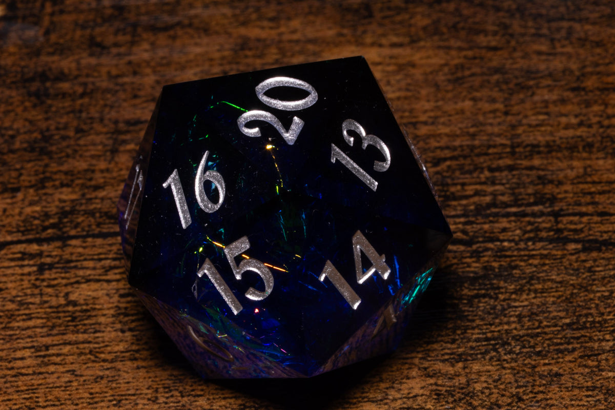 Sacred Sapphire Countdown D20 Life Counter – Midnight Blue with Silver Numbers – photo 1
