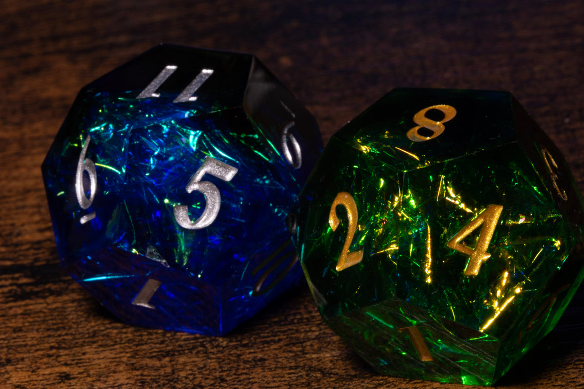 Sacred Sapphire & Emerald Hope & Fear D12 Set – Sharp-Edge Resin Duality Dice for Daggerheart – photo 6