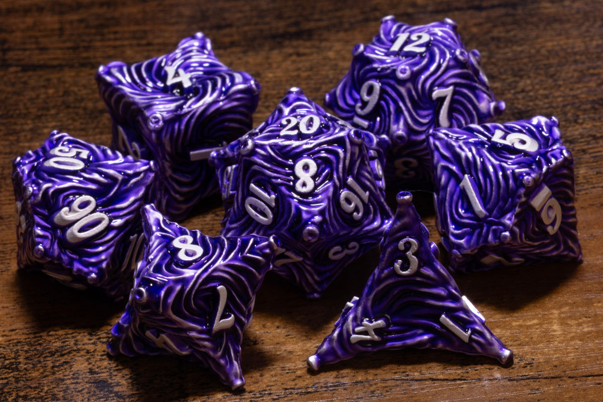 Vortex 7-Piece Metal Dice Set – Purple with White Numbers – photo 2