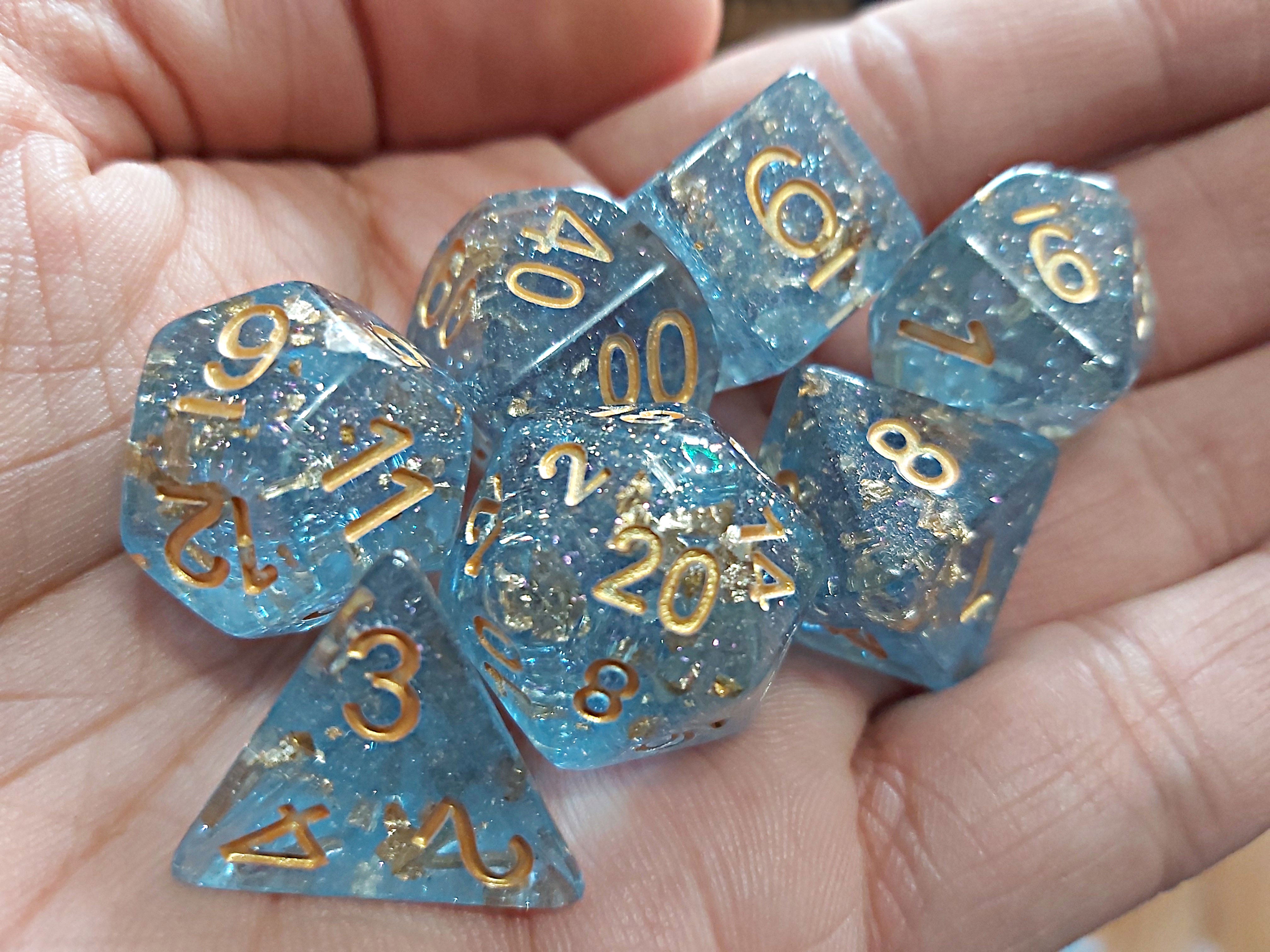Gold Flakes Dice Set - Blue - The Wizard's Vault