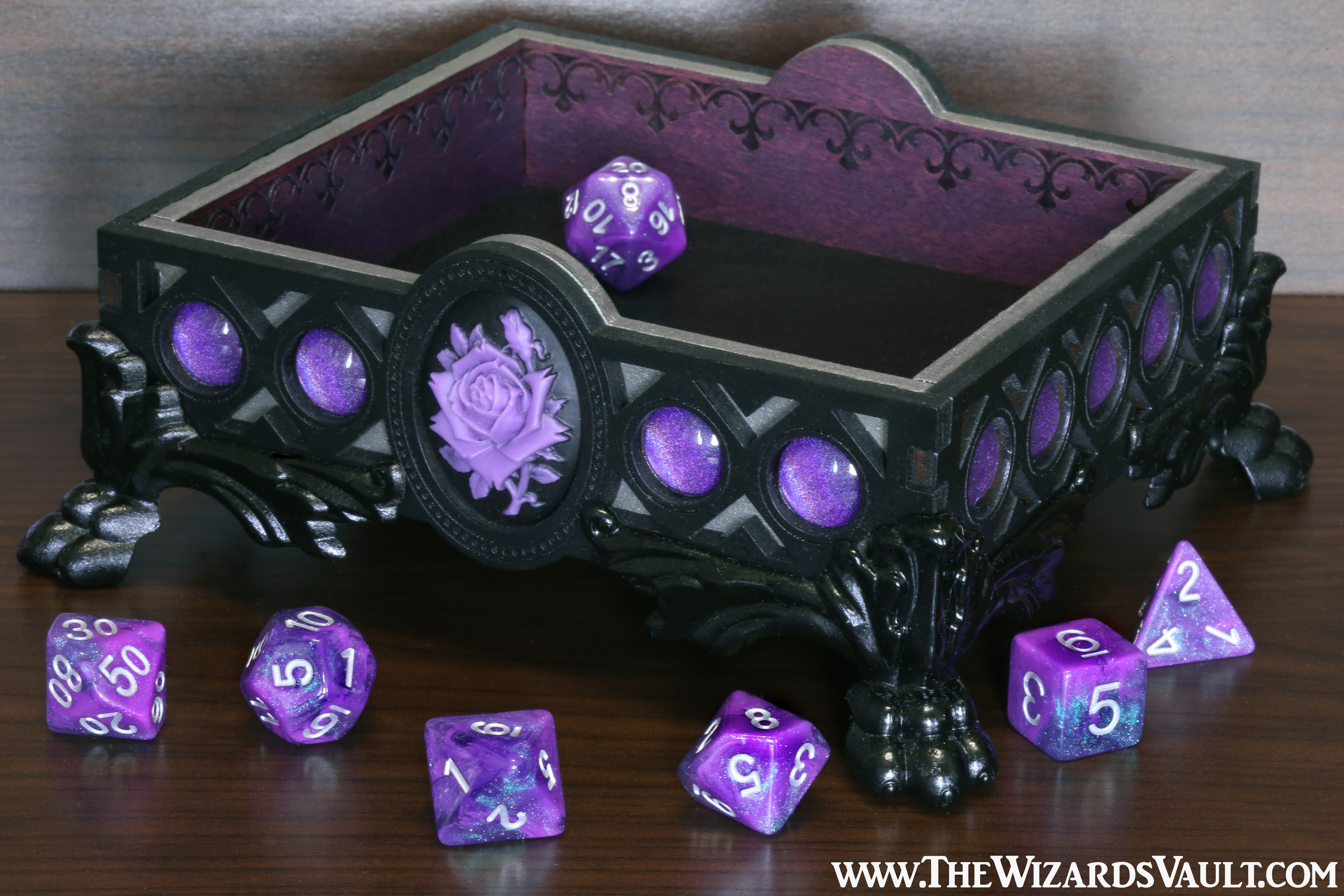 Purple rose dice tray - The Wizard's Vault