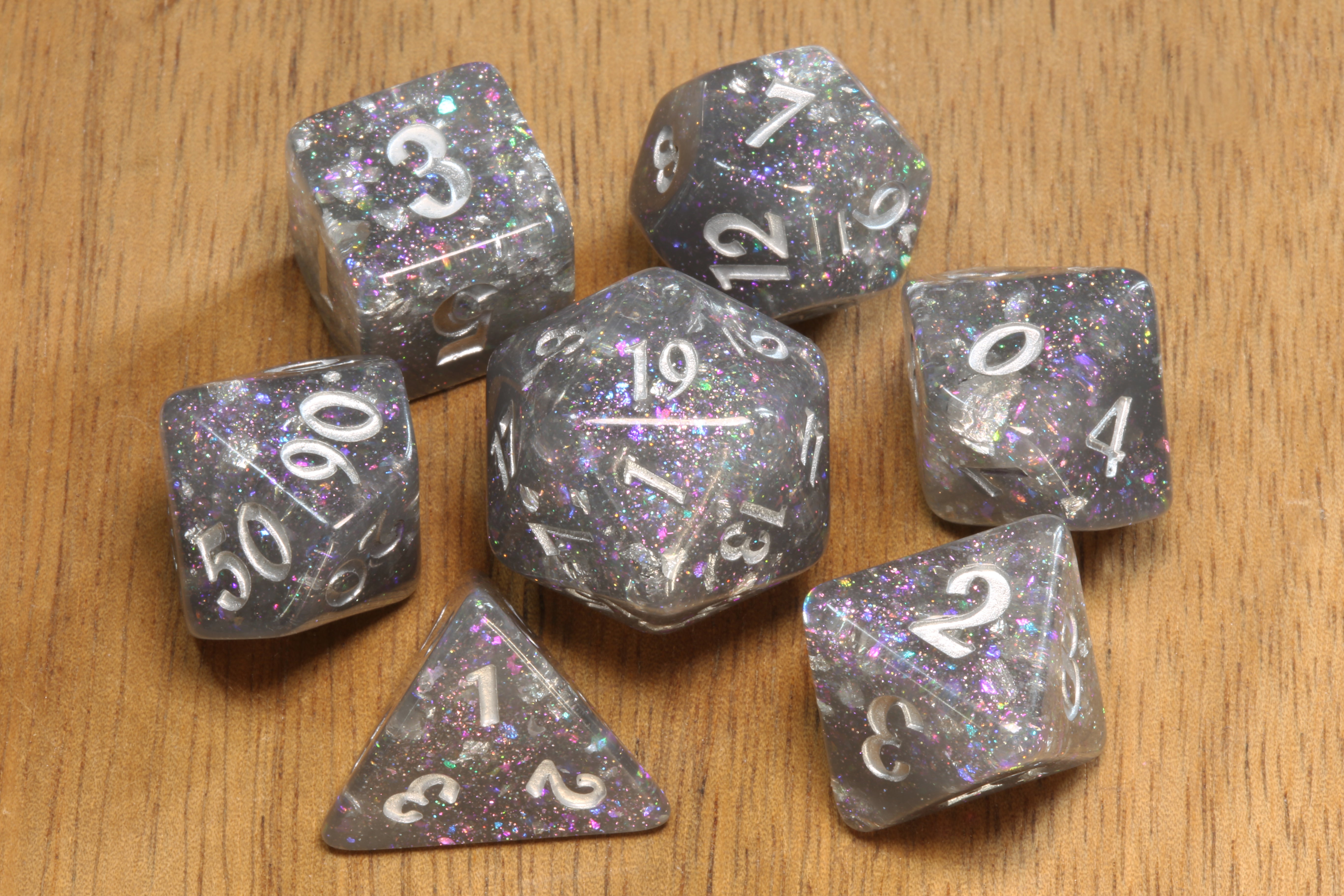 Galactic Storm - Grey Holographic Dice Set - The Wizard's Vault