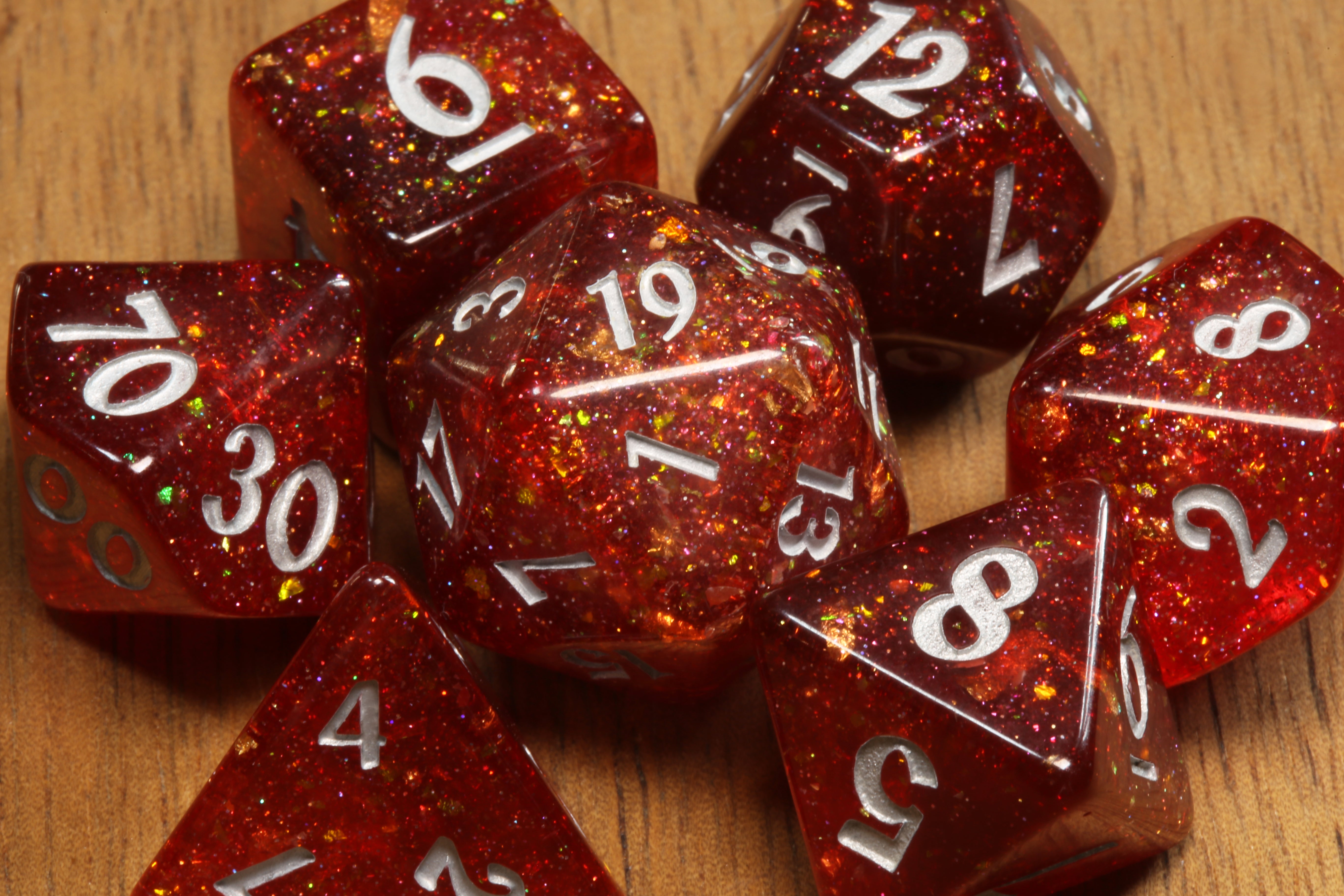 Galactic Magma - Fiery Red Holographic Dice Set - The Wizard's Vault