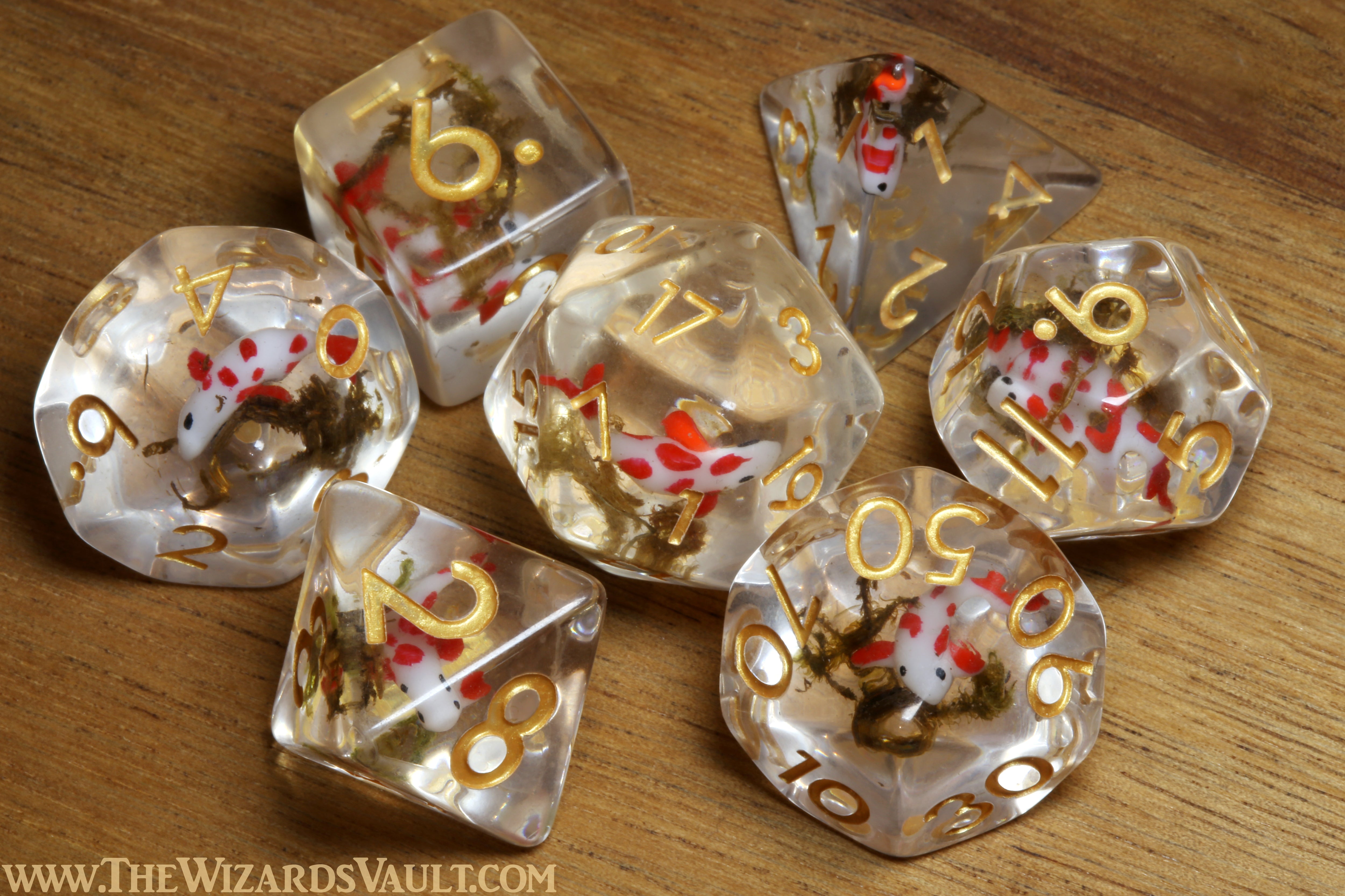 Koi pond dice set - Small fish and moss - The Wizard's Vault