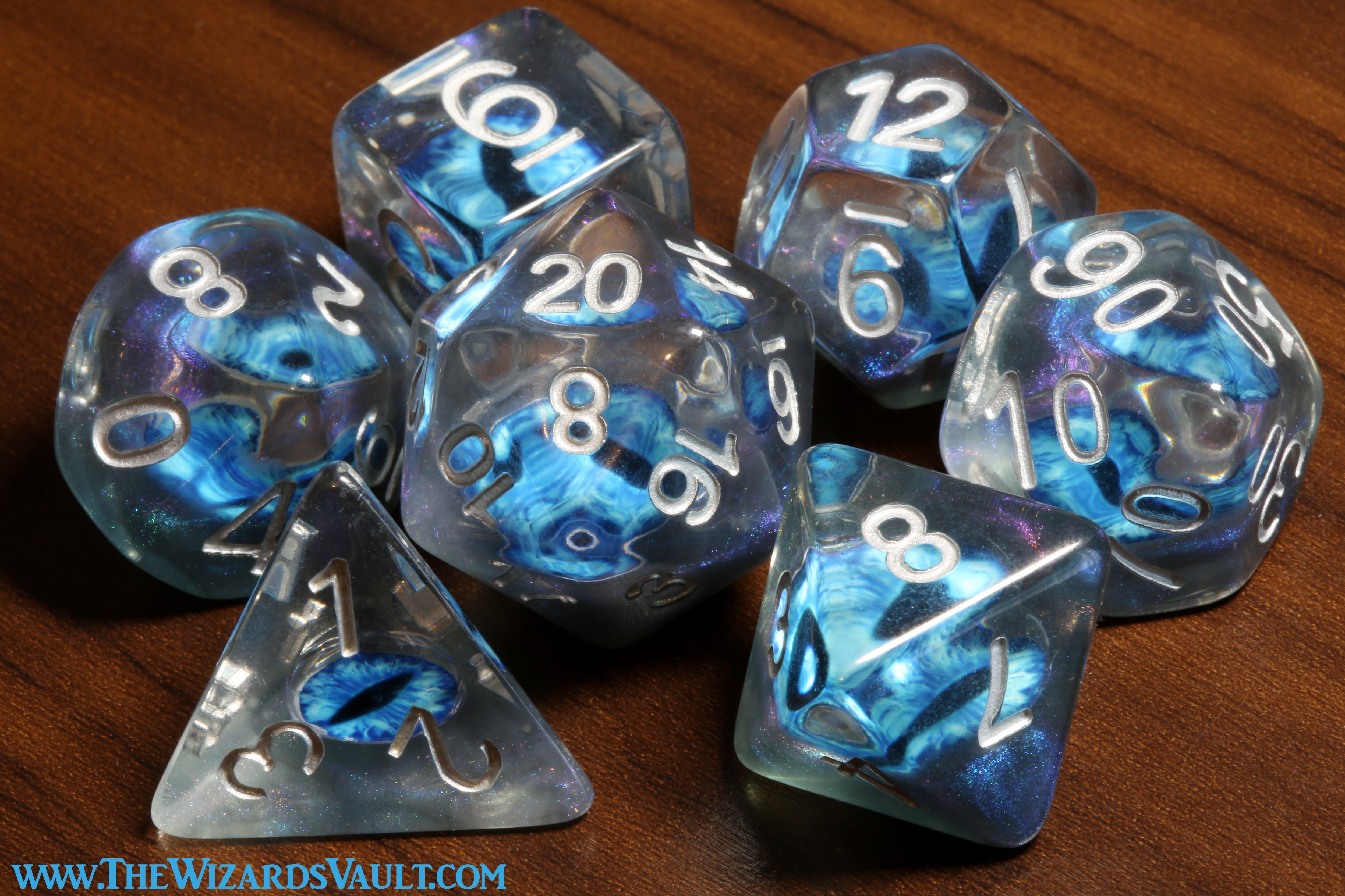 Frost Wyrm Dice Set - Dragon Eye - The Wizard's Vault