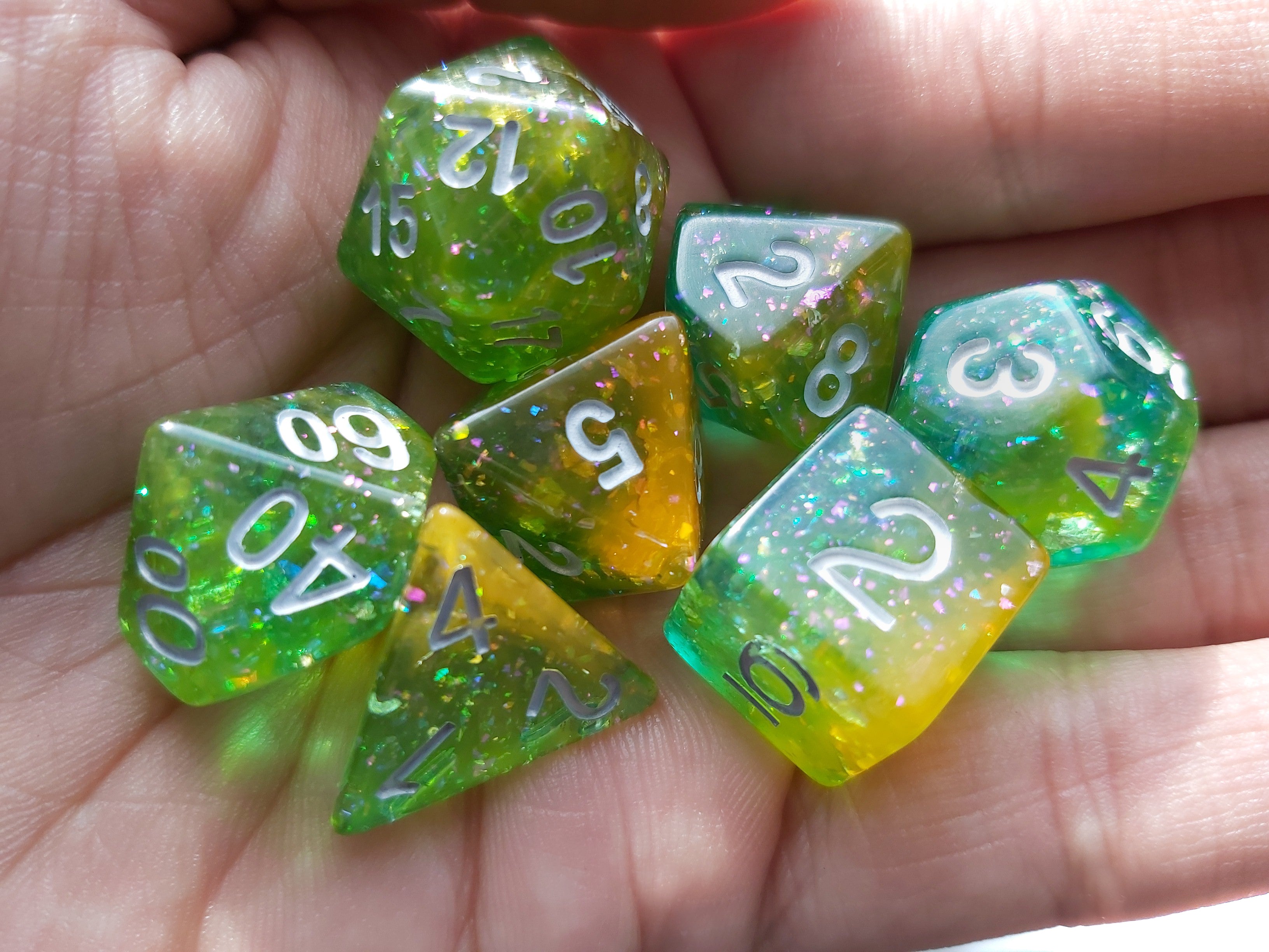 Galactic yellow turquoise dice Set - Limited Edition - The Wizard's Vault