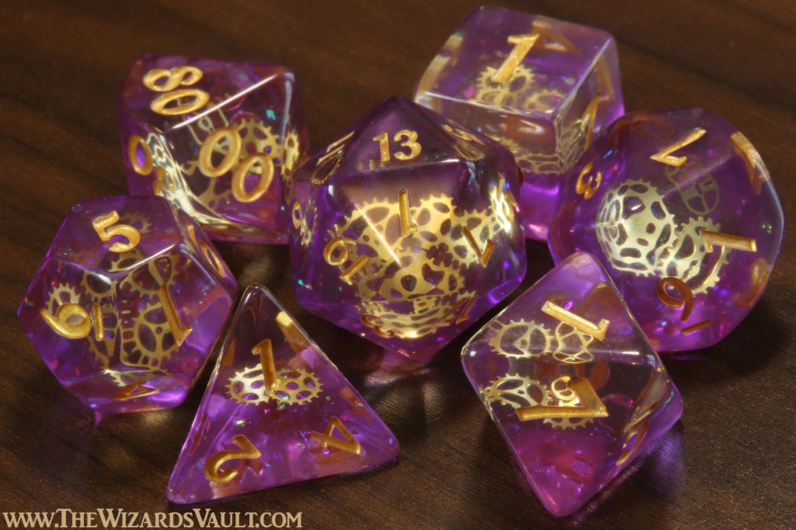Arcane Sprockets metal box and dice - The Wizard's Vault