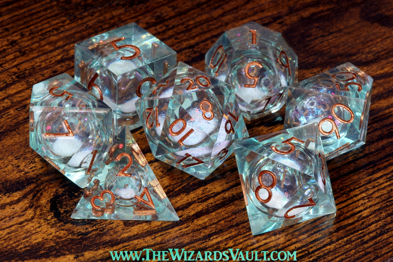Treasure of Atlantis dice set - Liquid Core sharp edge dice - The Wizard's Vault