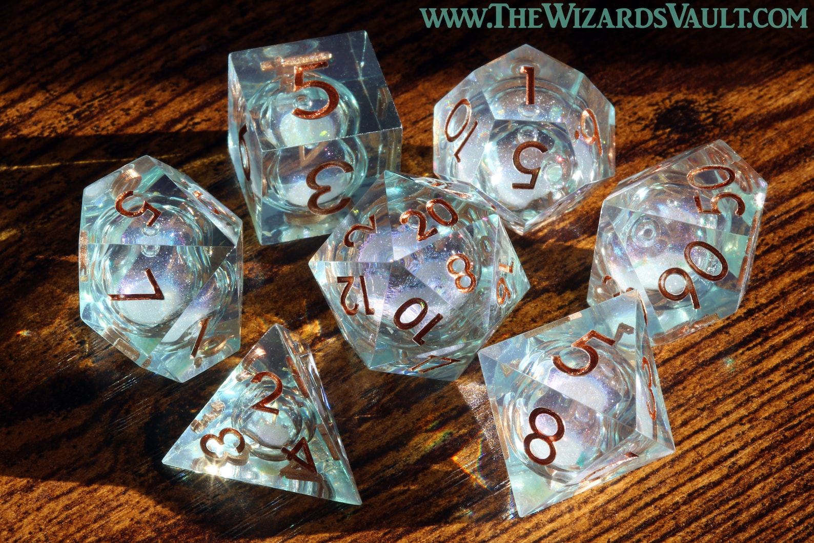 Treasure of Atlantis dice set - Liquid Core sharp edge dice - The Wizard's Vault