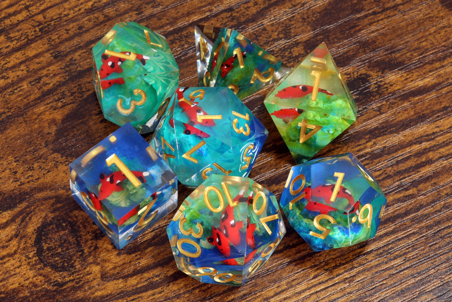 Lucky Koi sharp edge dice set - The Wizard's Vault