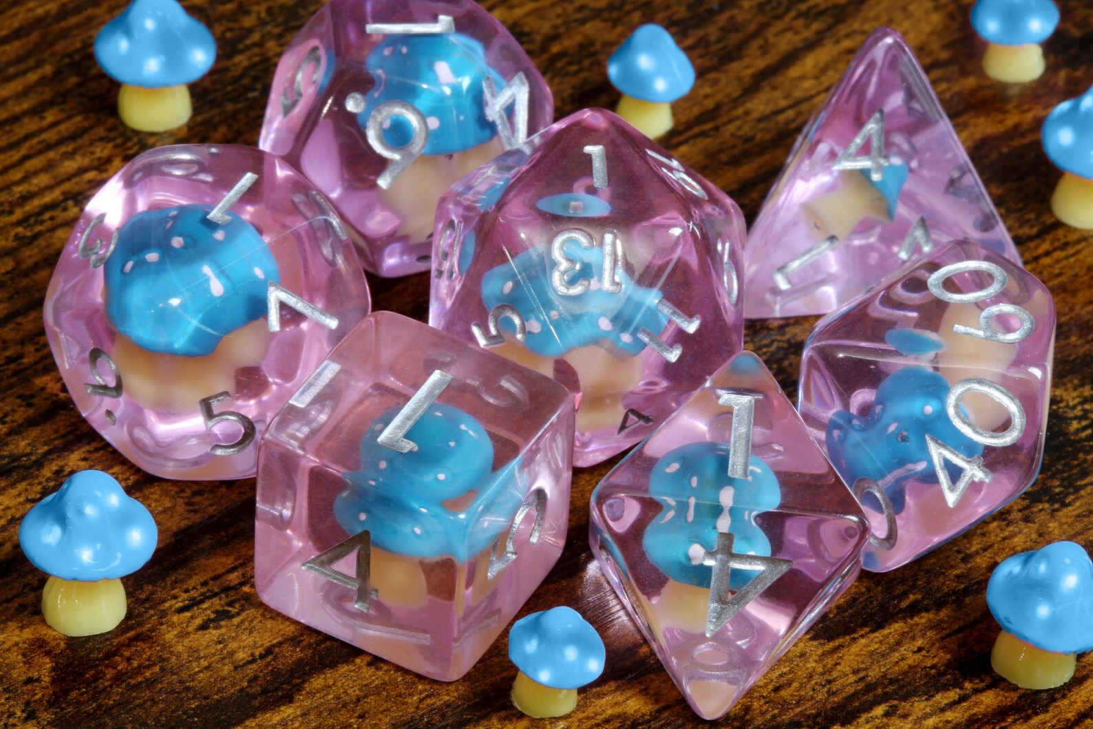 Blue Mushroom dice set - The Wizard's Vault