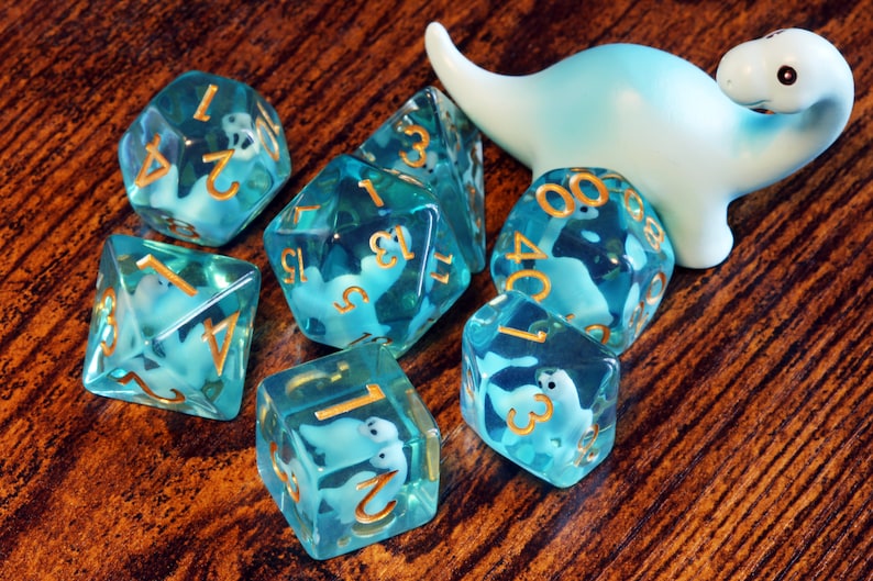 Baby diplodocus dice set, Dinosaur dice - The Wizard's Vault