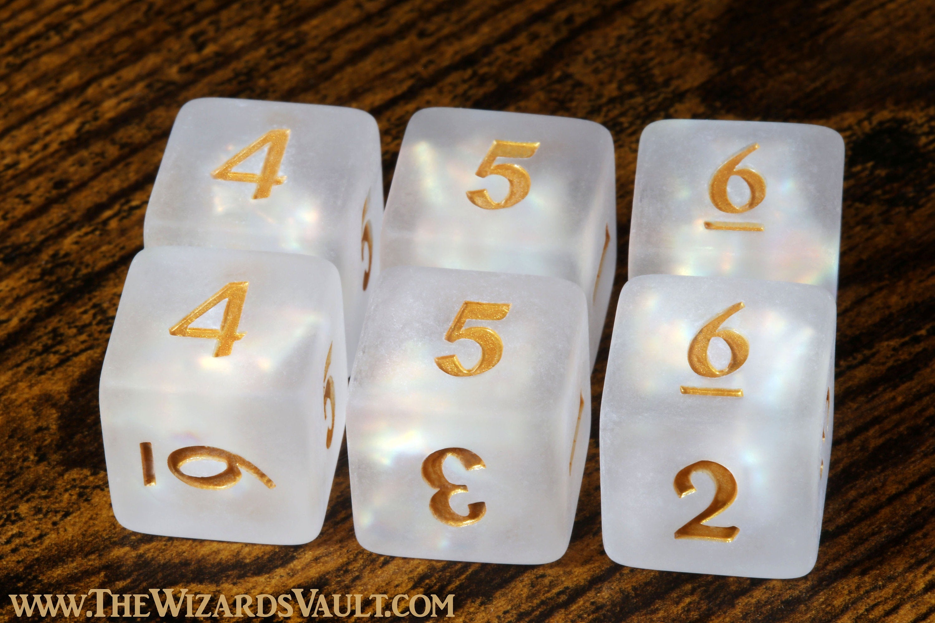Paladin's Oath D6 - White Holographic inclusions DND Dice, Frosted