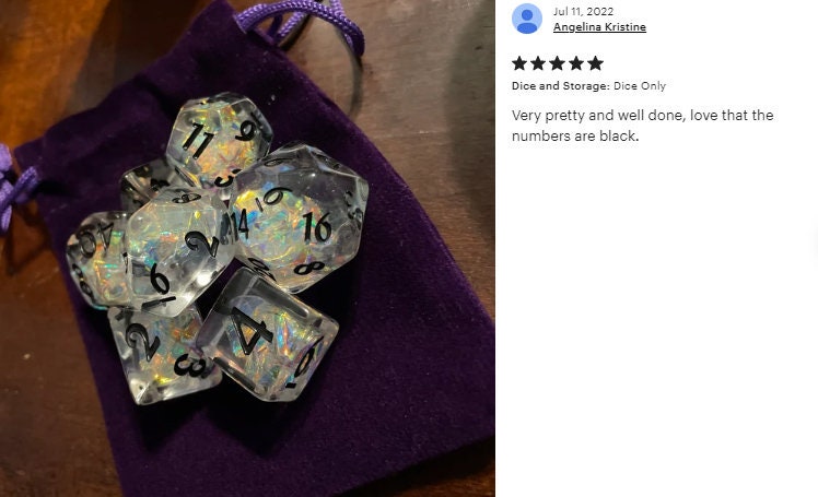 Icy Opal dice set - Clear Holo dice - Dice set with rainbow holographic inclusions - The Wizard's Vault