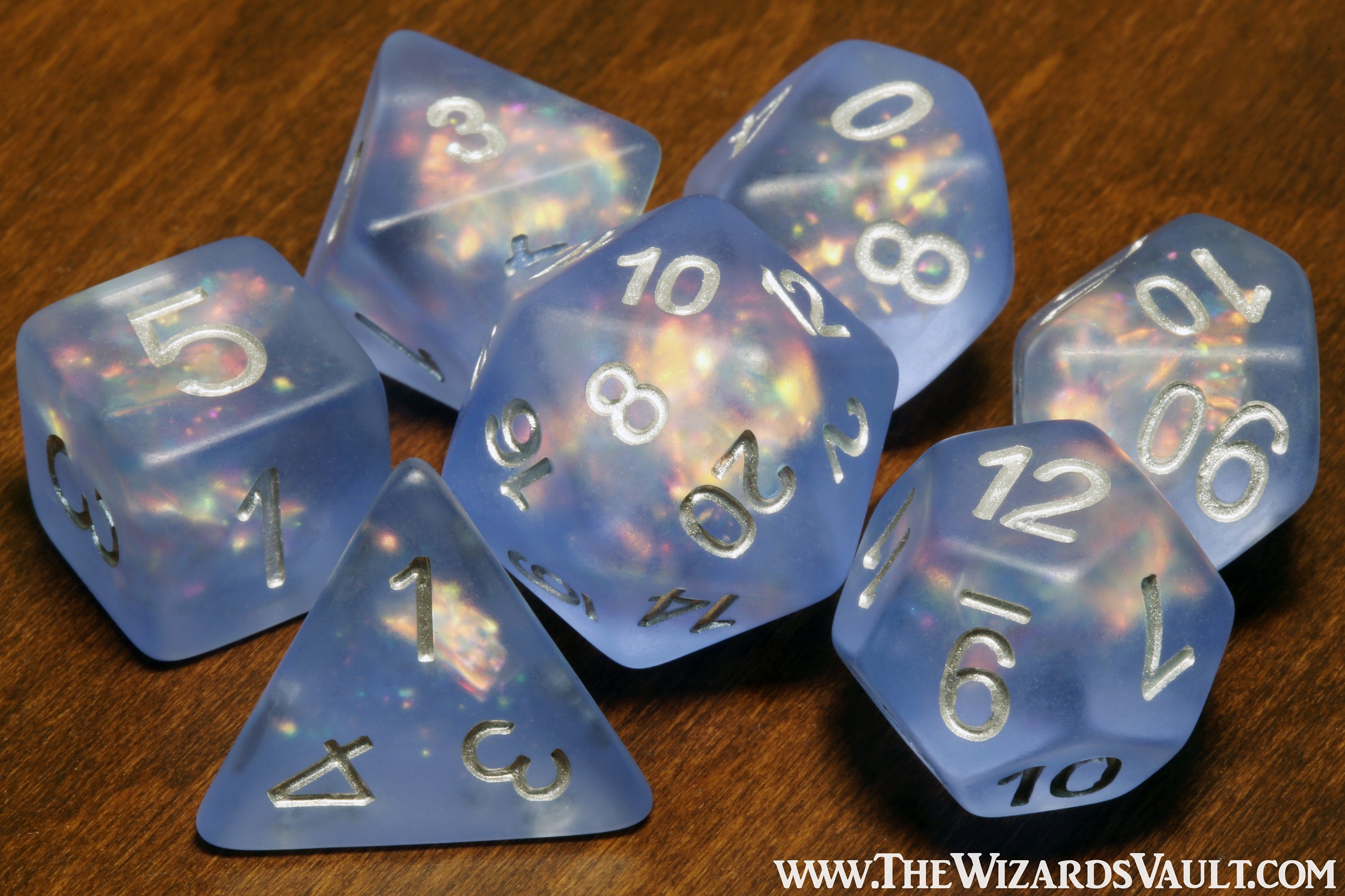 Frost Faerie dice set - Blue frosted dice set - The Wizard's Vault