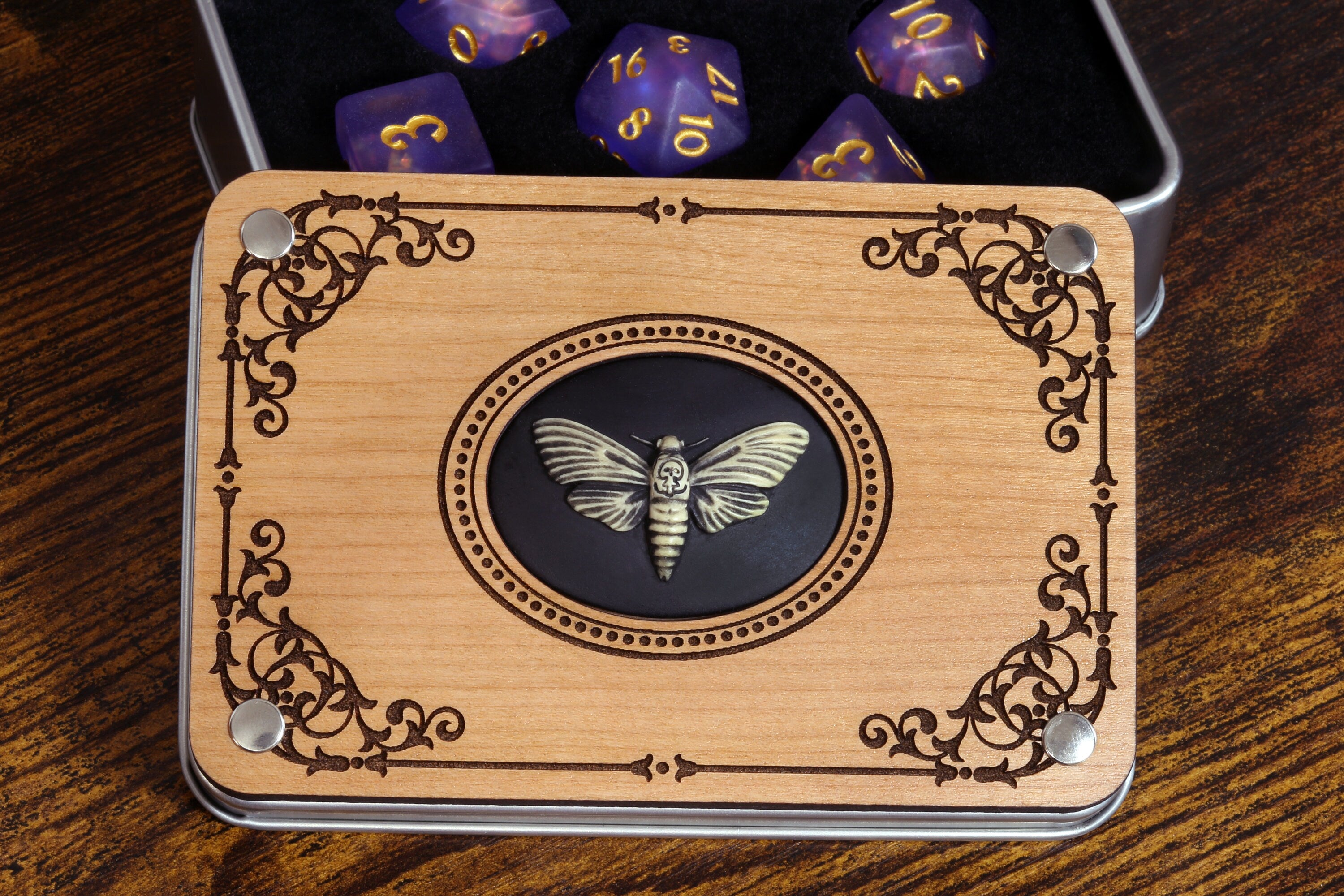 Death Moth Dice Box and Mystic Soul Dice Set - The Wizard's Vault