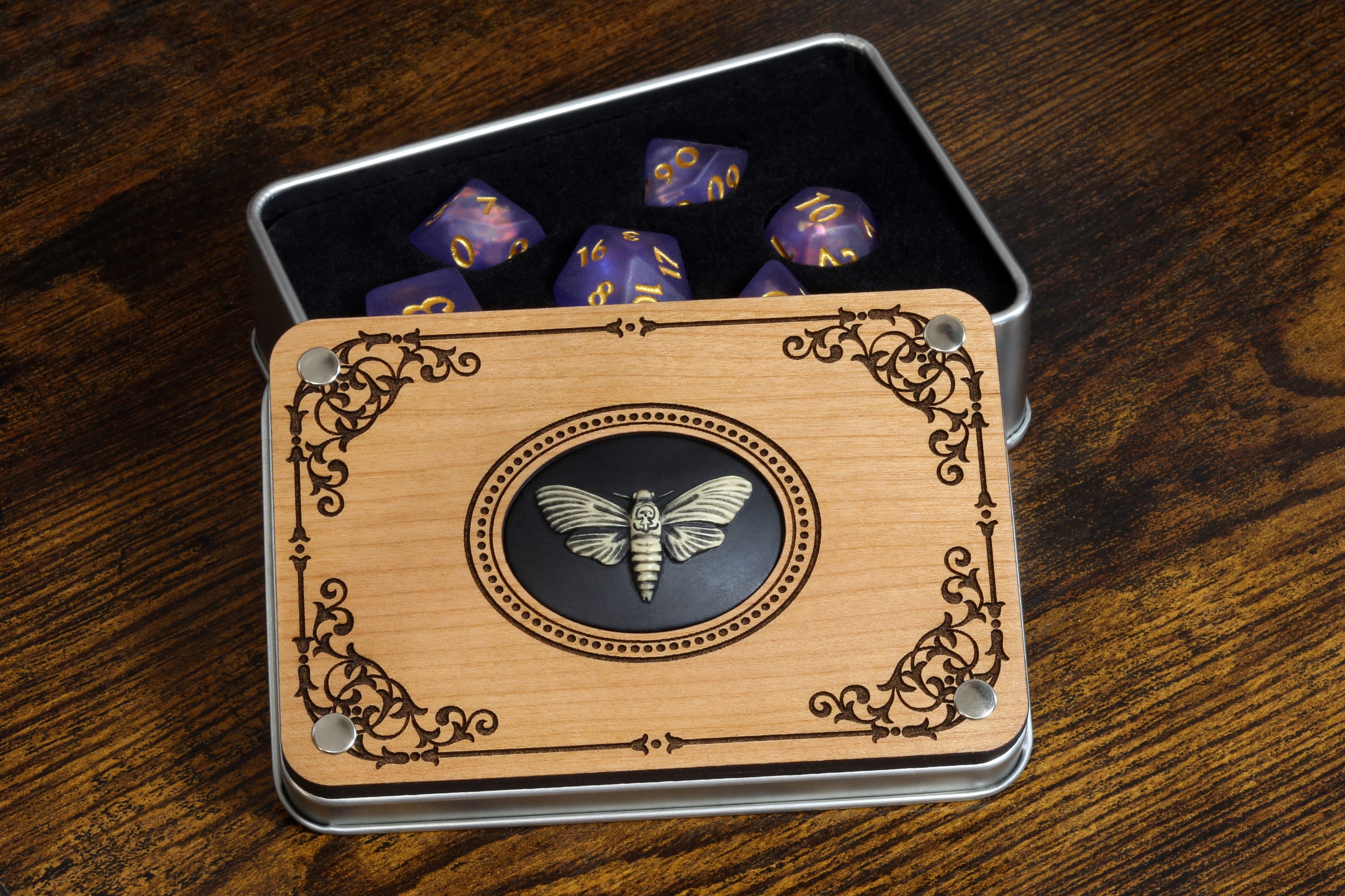 Death Moth Dice Box and Mystic Soul Dice Set - The Wizard's Vault