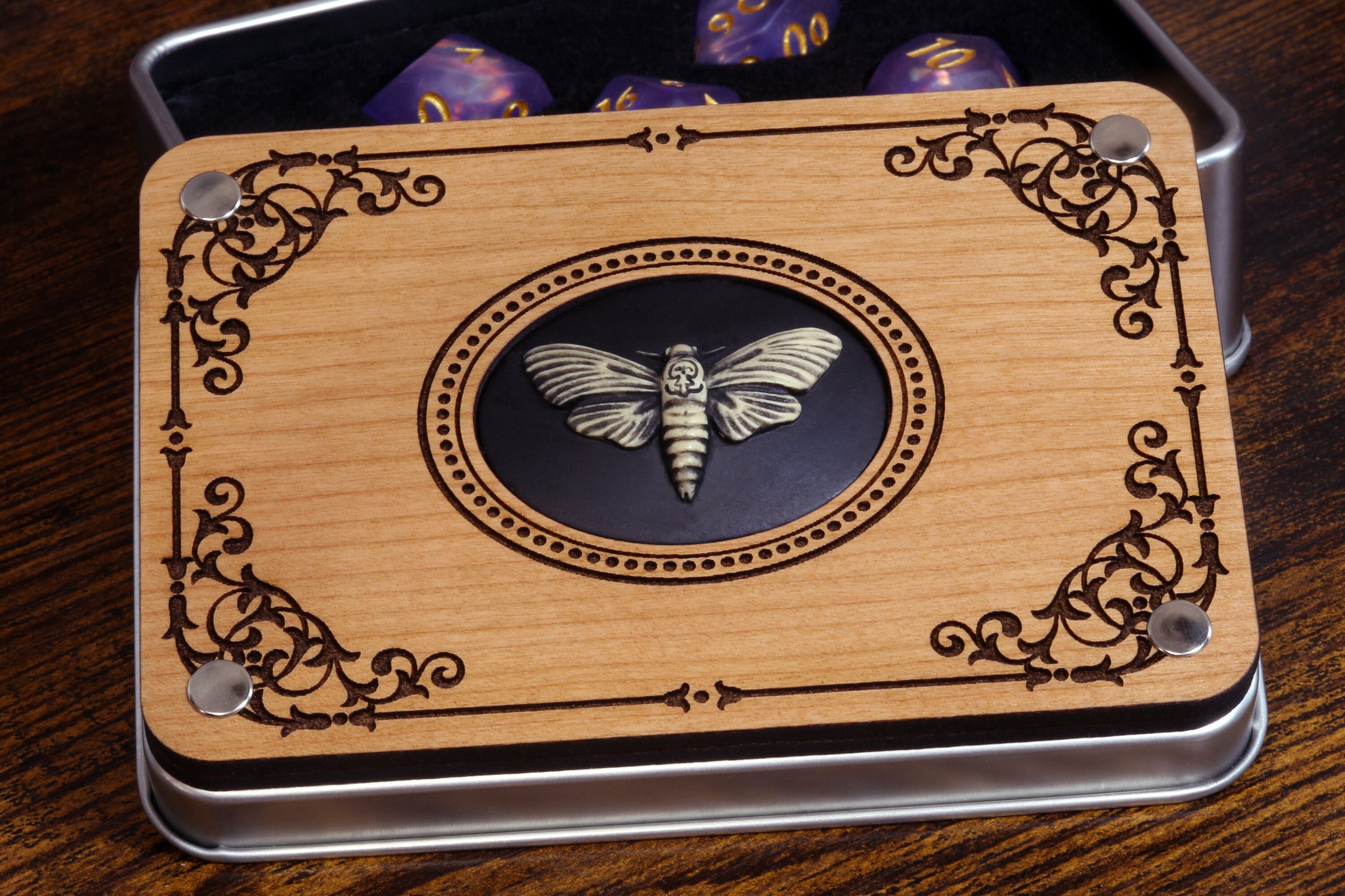 Death Moth Dice Box and Mystic Soul Dice Set - The Wizard's Vault