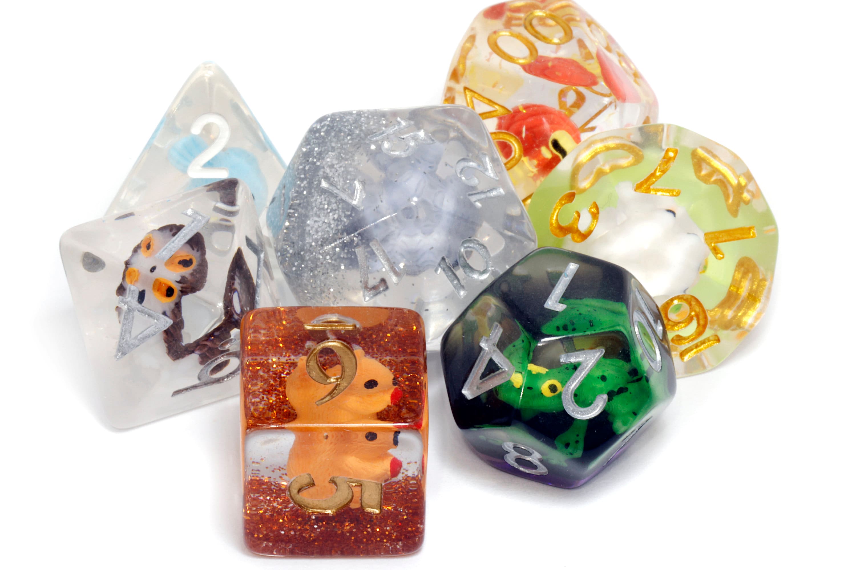 Woodland critters dice box and mixed animals dice set - The Wizard's Vault