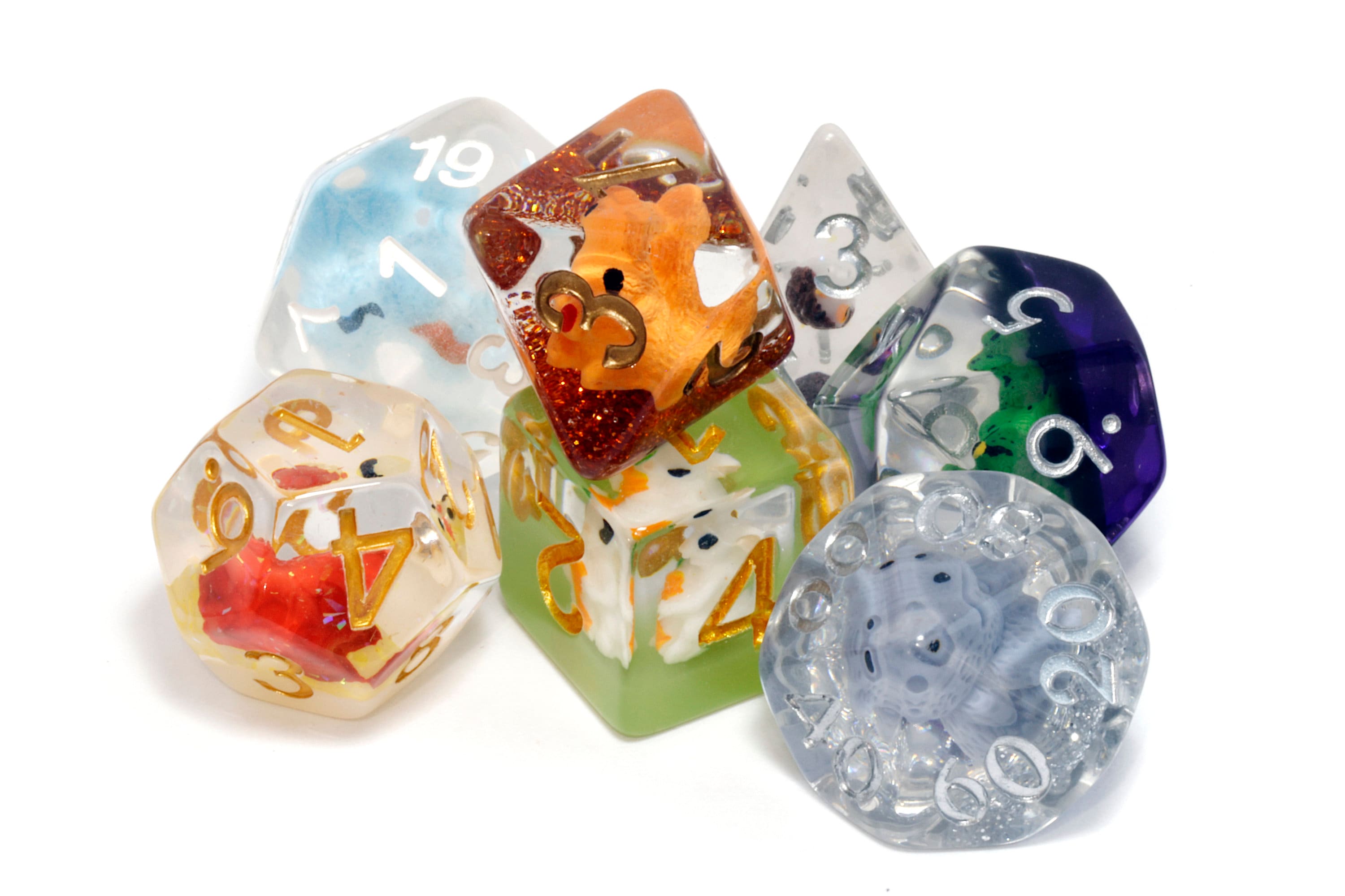 Woodland critters dice box and mixed animals dice set - The Wizard's Vault