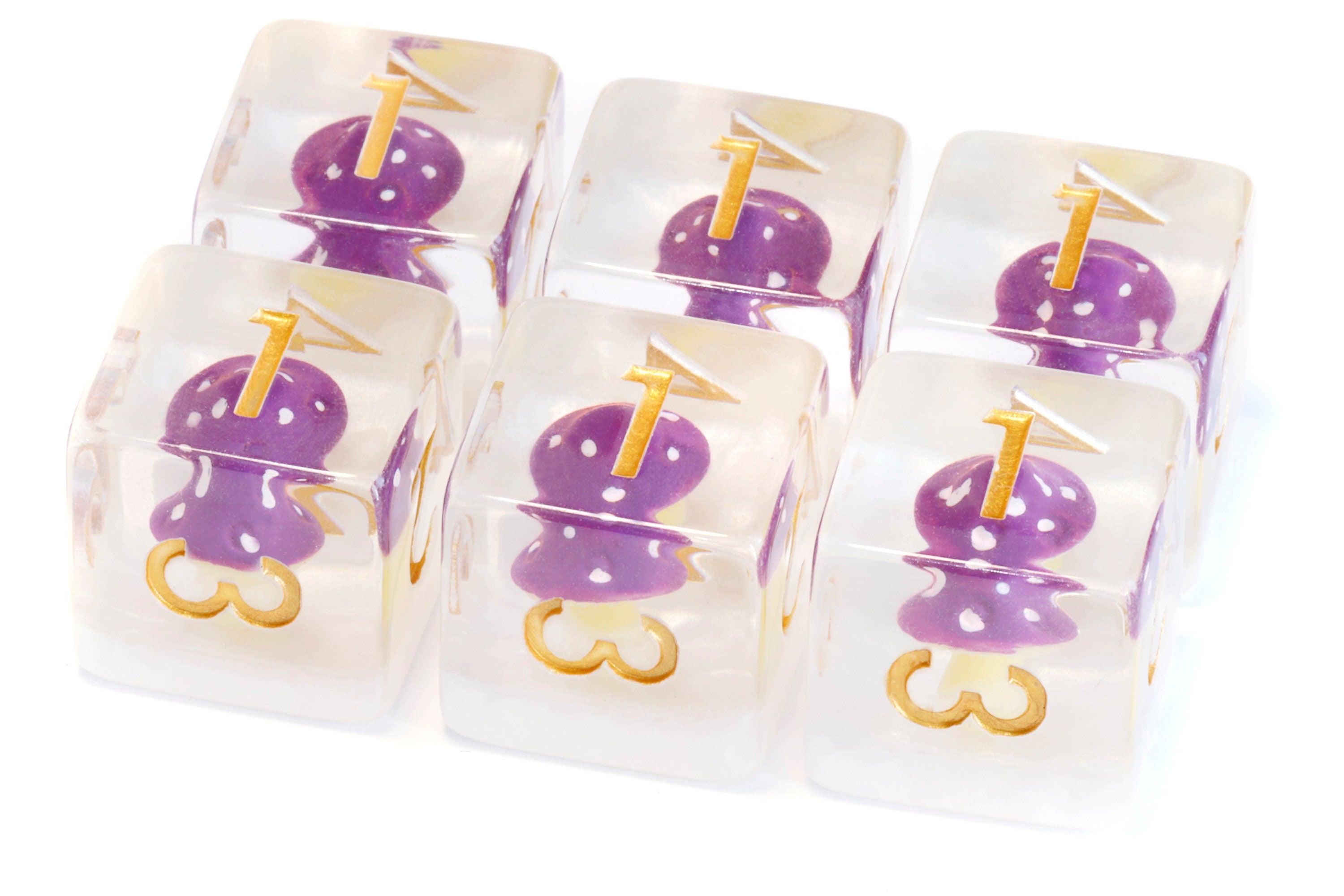 Purple Mushrooms D6 dice - The Wizard's Vault