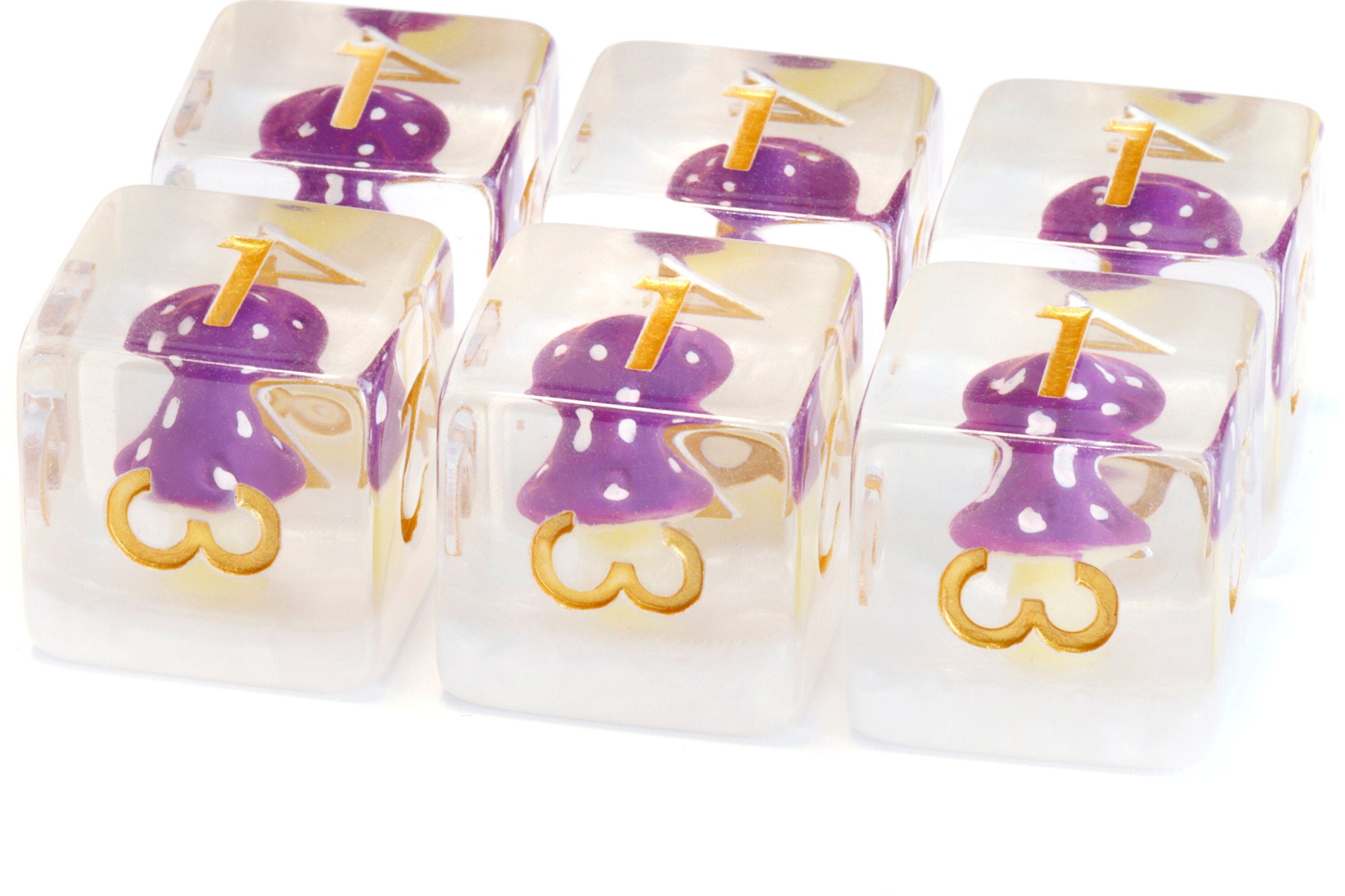 Purple Mushrooms D6 dice - The Wizard's Vault