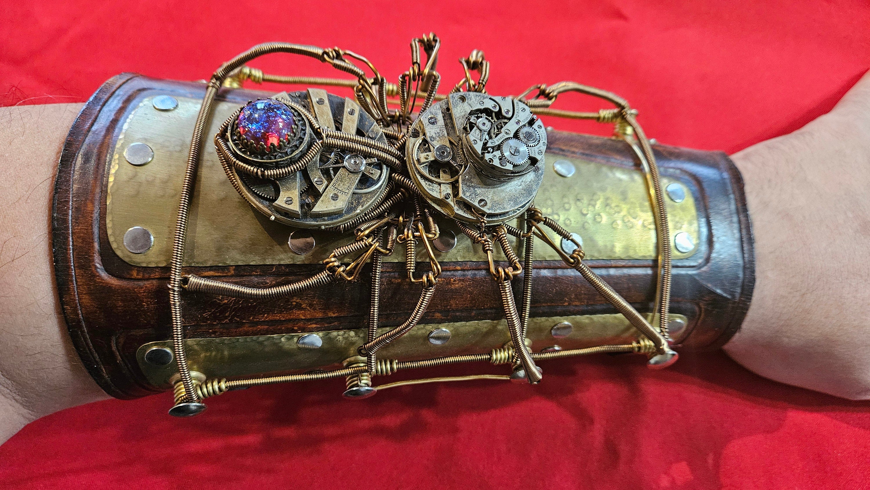 Ethereal Mechanist's Bracer - Handcrafted Steampunk Spider Bracer by Daniel Proulx - One of a Kind Artisan Design - The Wizard's Vault