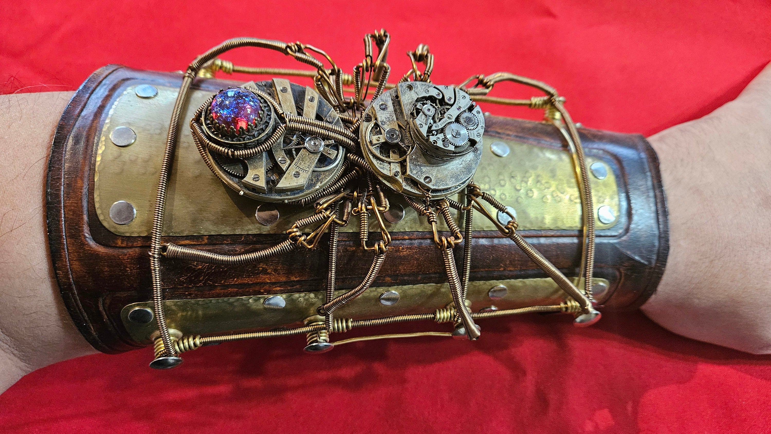 Ethereal Mechanist's Bracer - Handcrafted Steampunk Spider Bracer by Daniel Proulx - One of a Kind Artisan Design