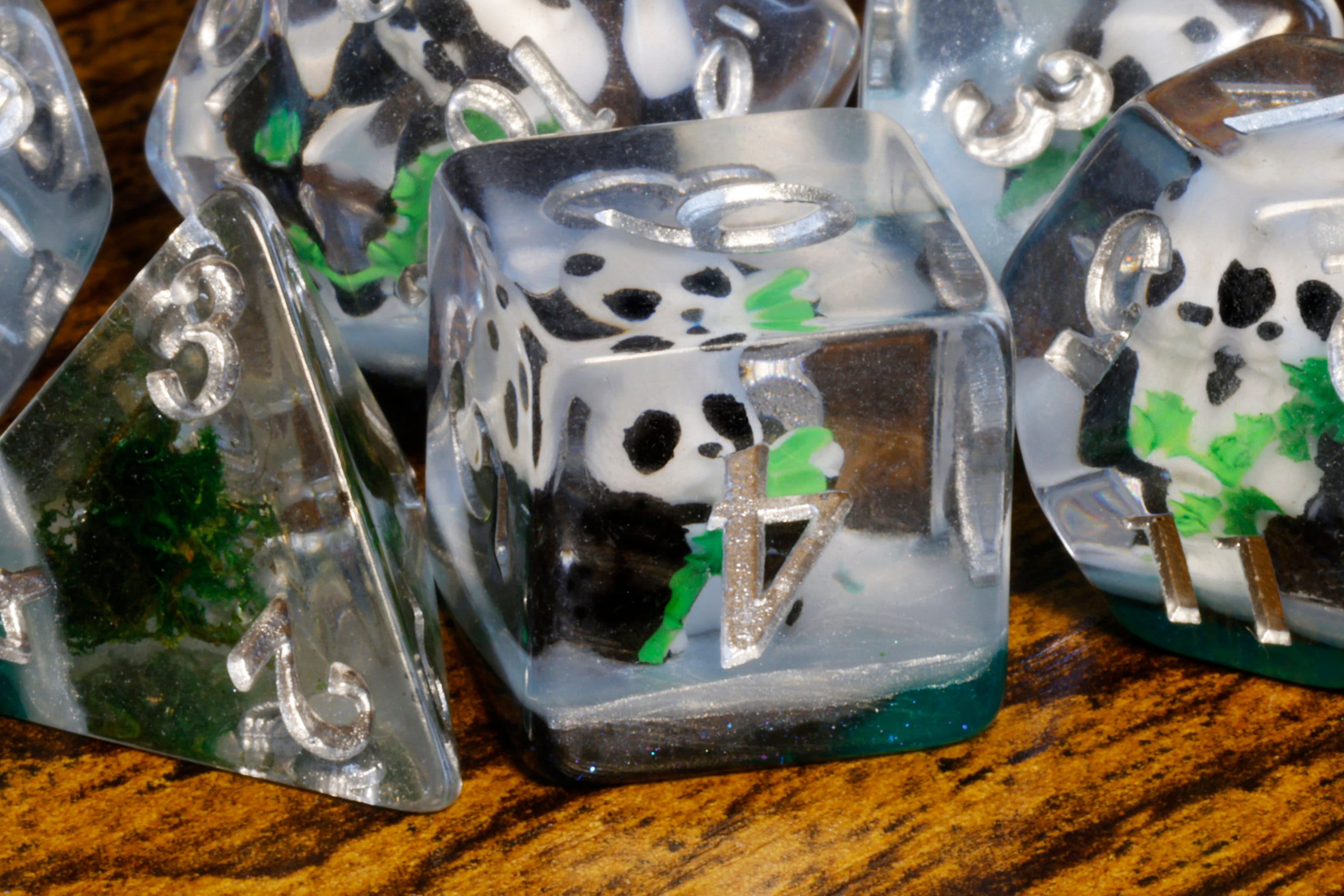 Panda dice dice set, Dungeons and dragons, Silver font - The Wizard's Vault