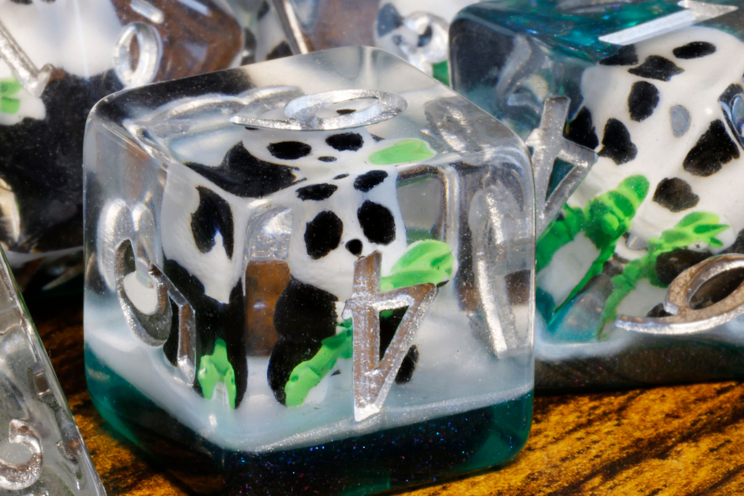 Panda dice dice set, Dungeons and dragons, Silver font - The Wizard's Vault