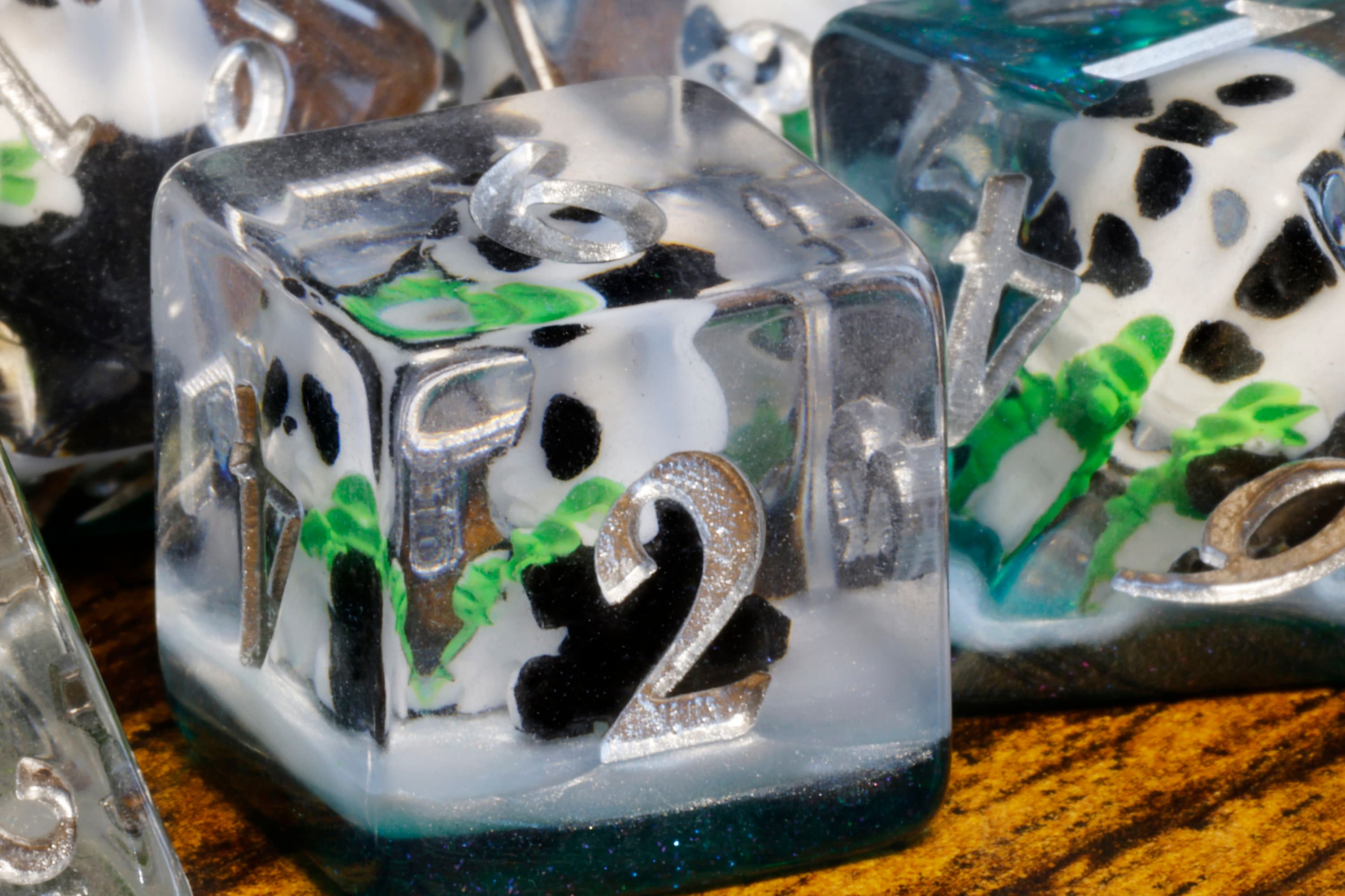 Panda dice dice set, Dungeons and dragons, Silver font - The Wizard's Vault