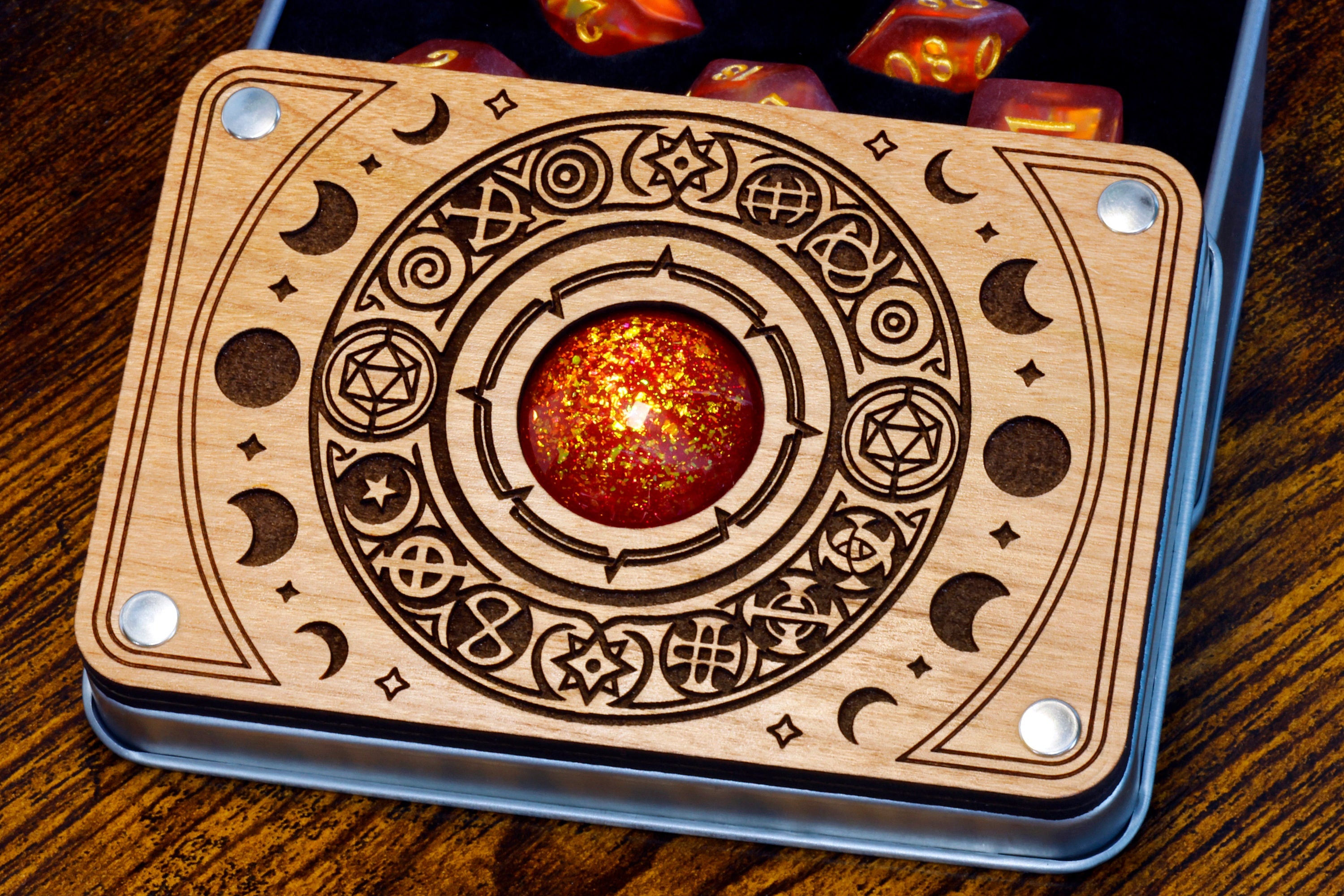 Celestial dice box and dice set Set