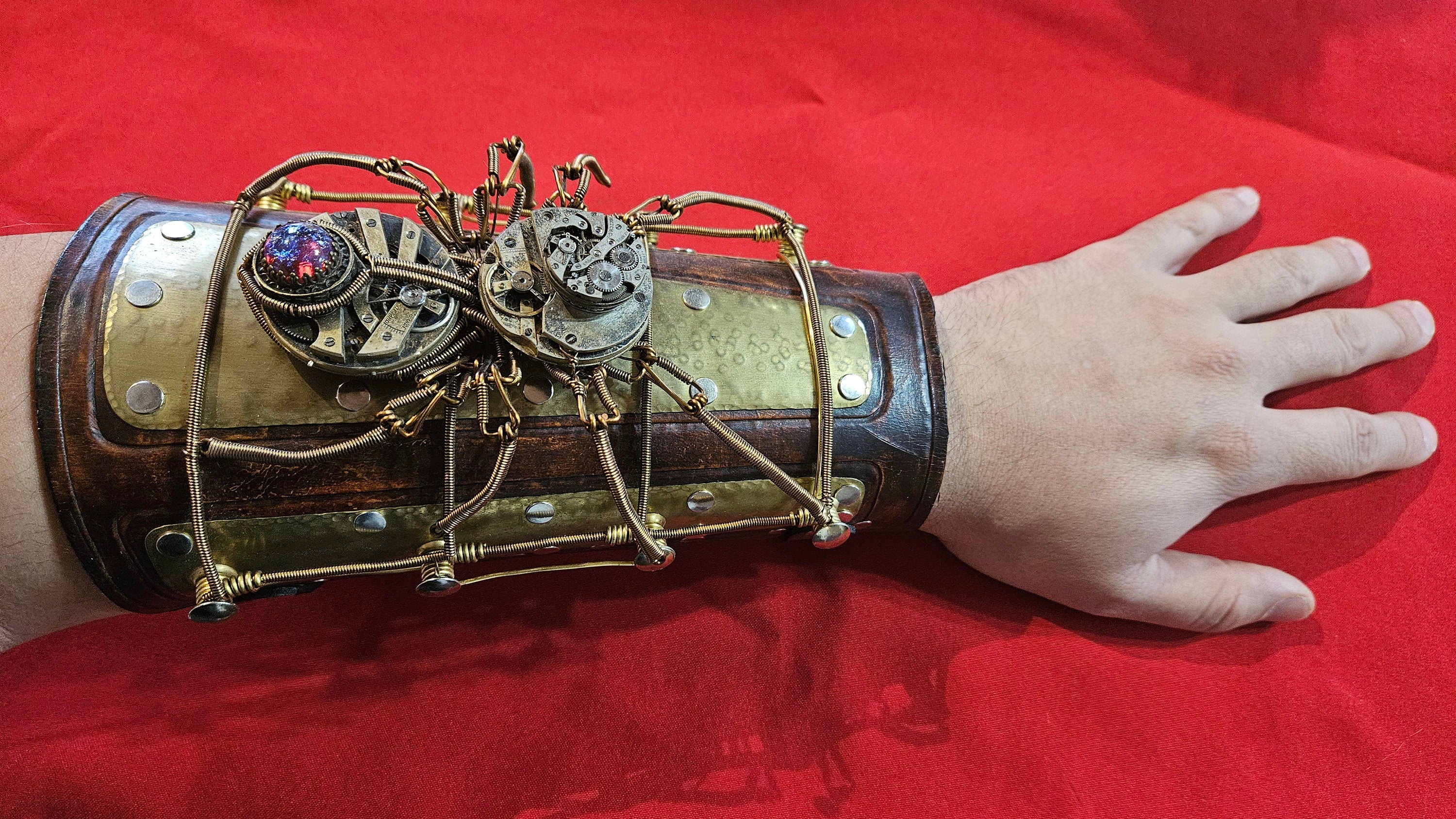 Ethereal Mechanist's Bracer - Handcrafted Steampunk Spider Bracer by Daniel Proulx - One of a Kind Artisan Design