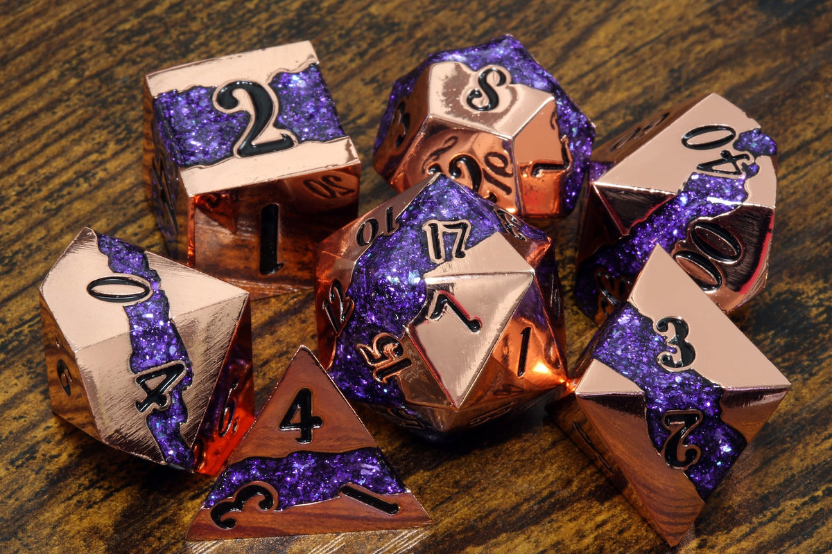 Mana Ore metal dice sets from The Wizard's Vault
