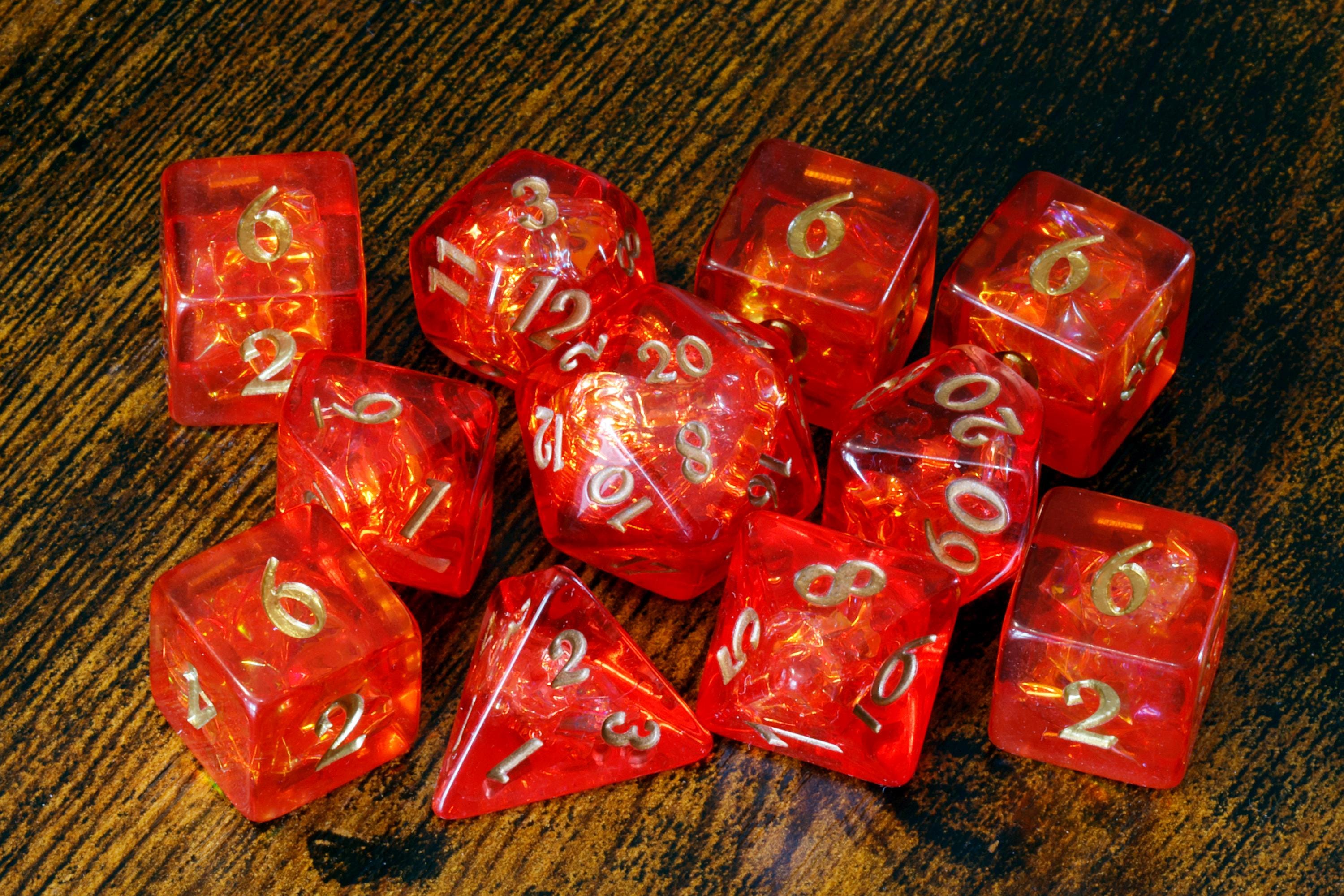 Pyromancer Ritual Dice Box and  11-Piece Fire Opal Dice Set