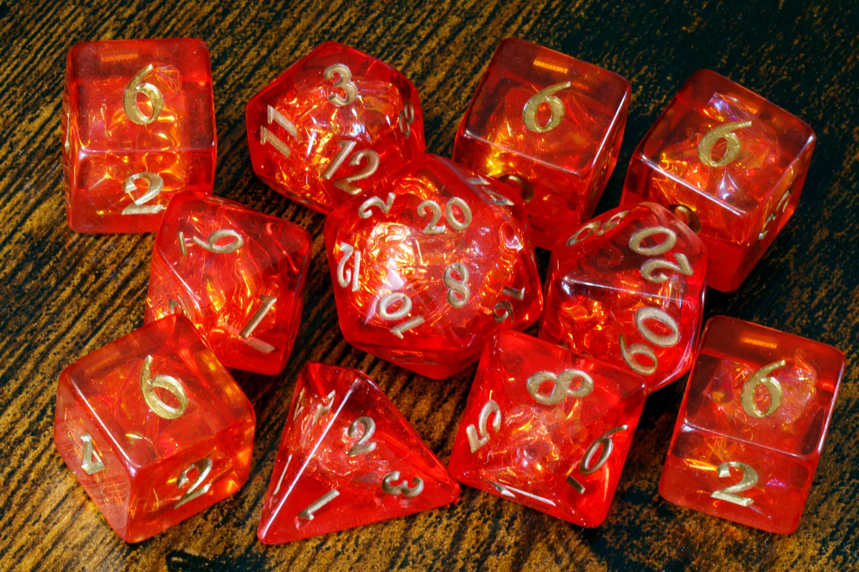 Pyromancer Ritual Dice Box and  11-Piece Fire Opal Dice Set