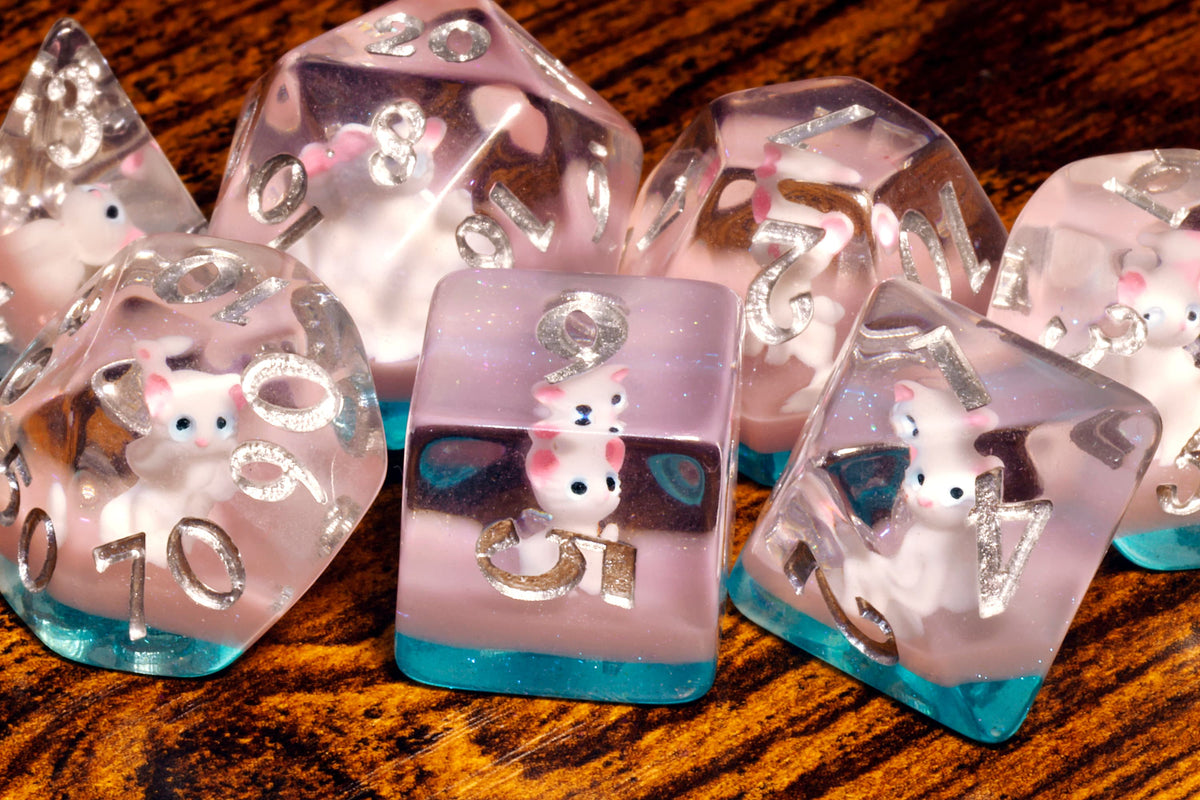 I Cast Invisibility Dice Box with Grey Cat Dice Set