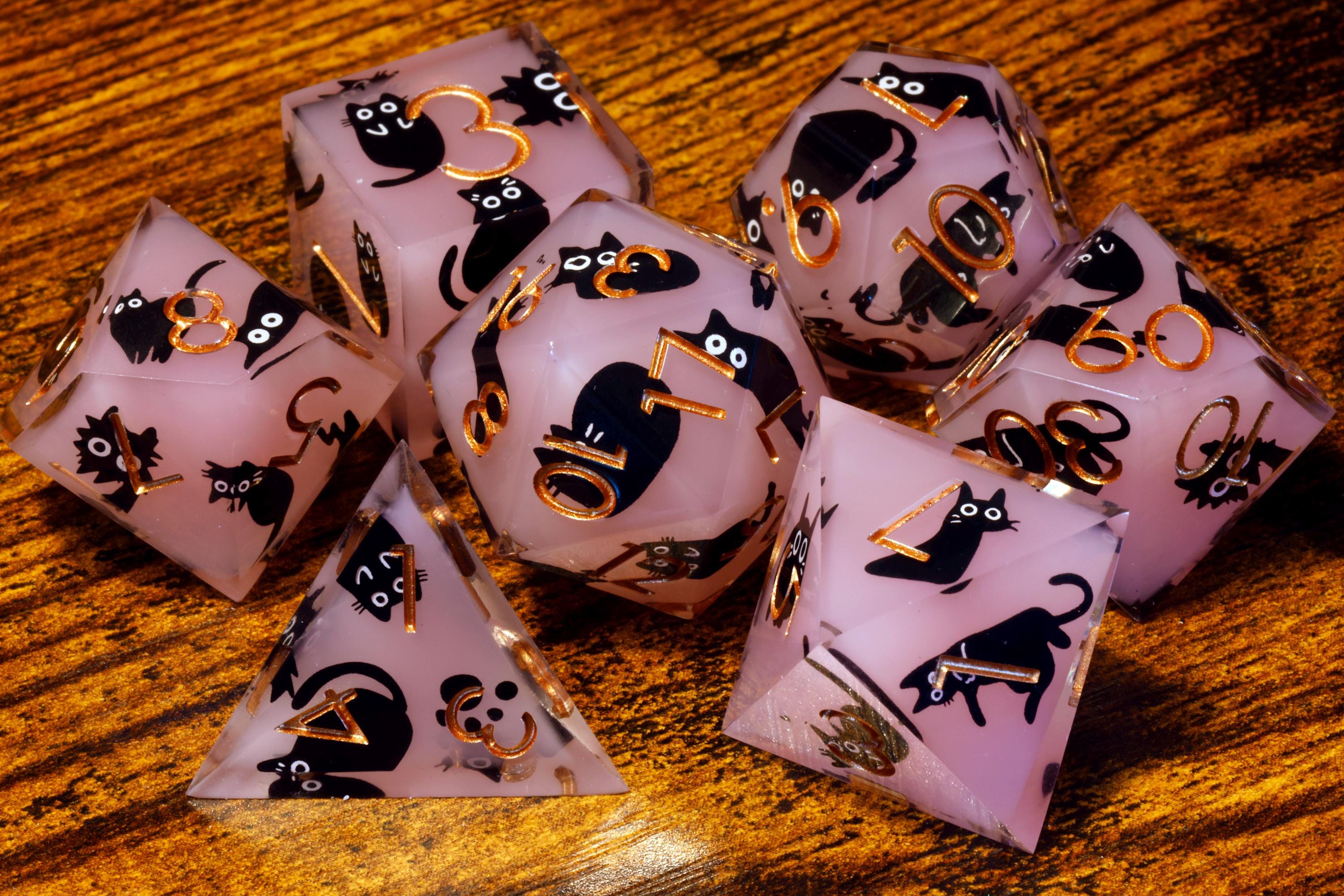 Meowgical Paws Cat dice set and box