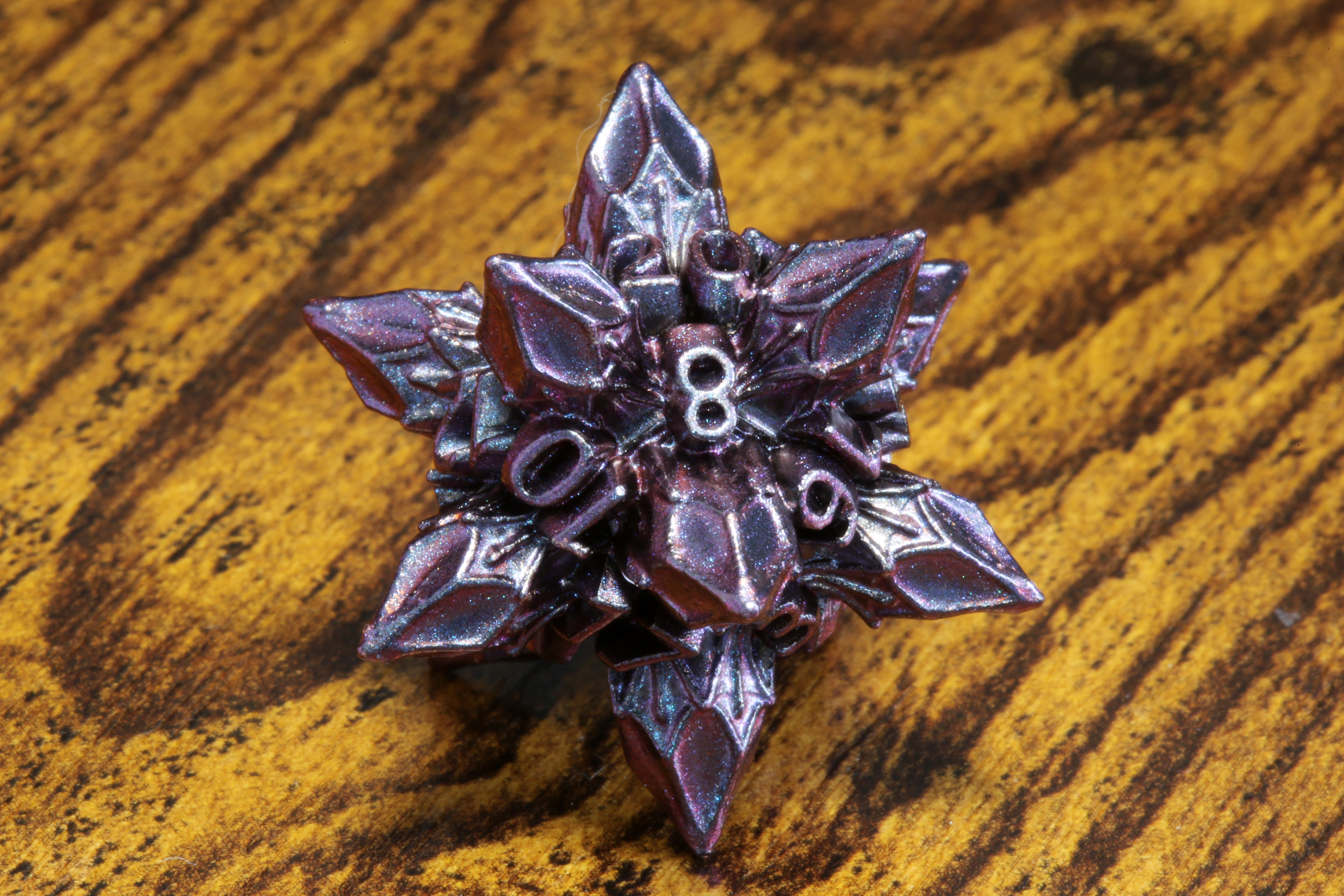 Blooming Stars Dice set - Iridescent purple blue metal - The Wizard's Vault