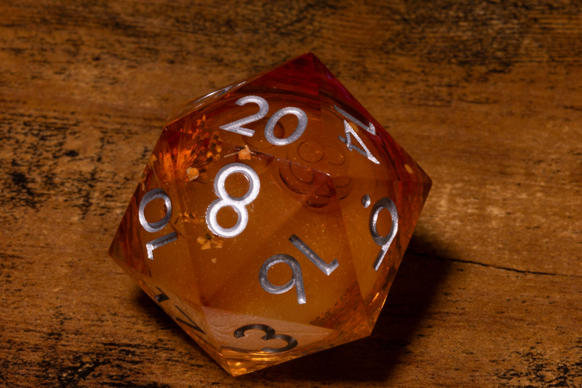 Honey Meadow Liquid Core Oversized D20 – Extra Large D20 with Wildflower Core
